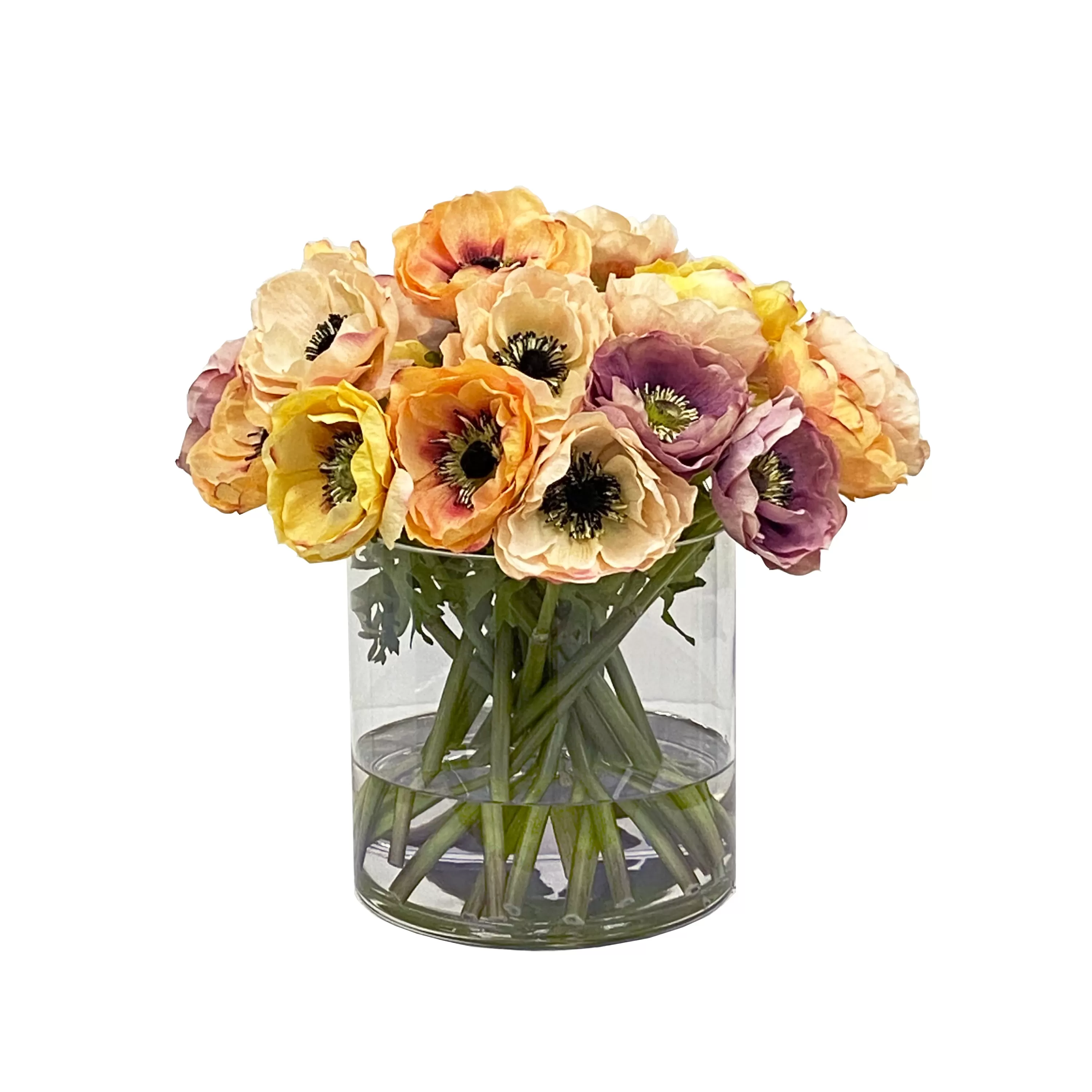 Cheap Anemone Mix in Vase 12-inches tall Real Touch Floral Arrangements | Tabletop