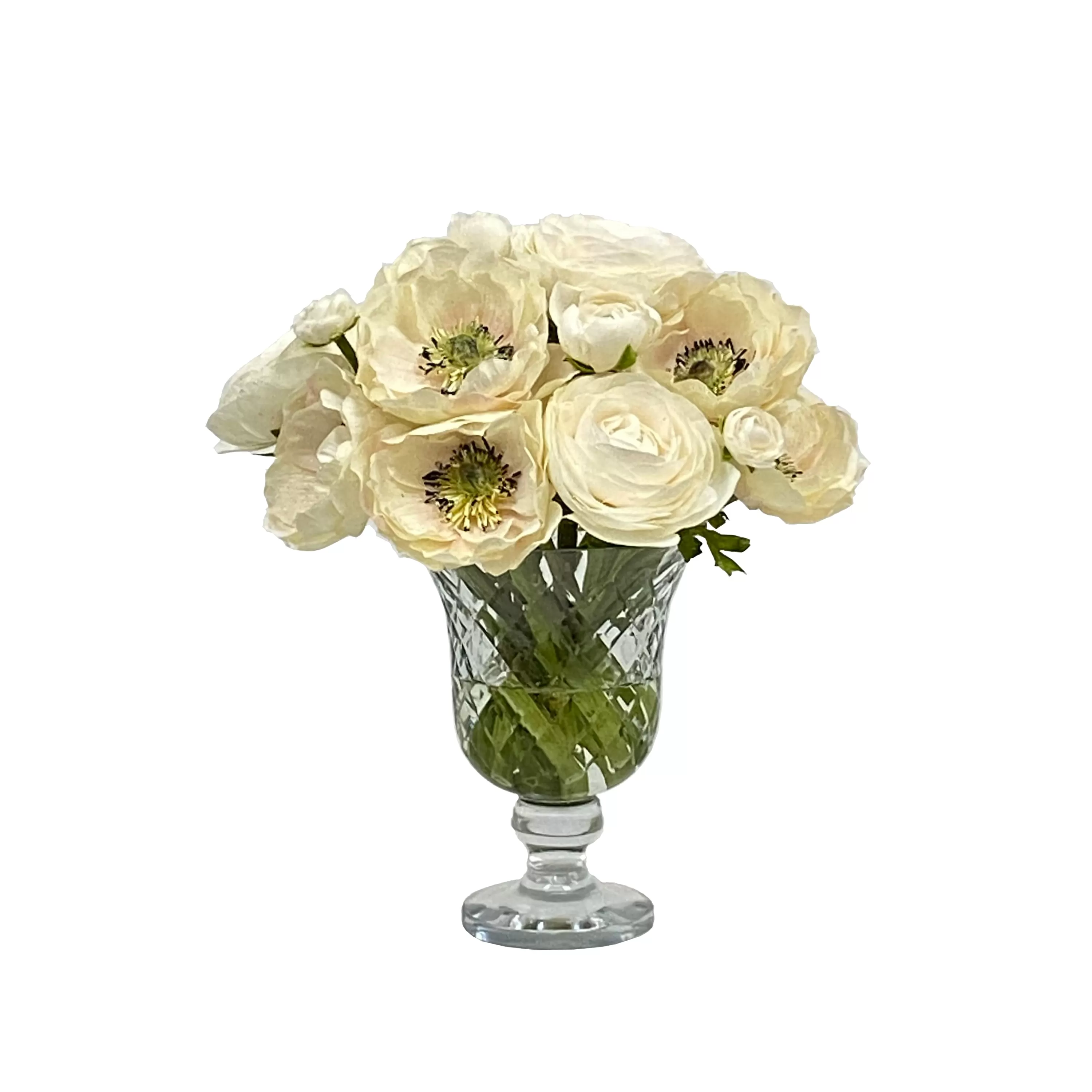 Best Anemone Ranunculus in Vase 12-inches tall Real Touch Floral Arrangements | Tabletop