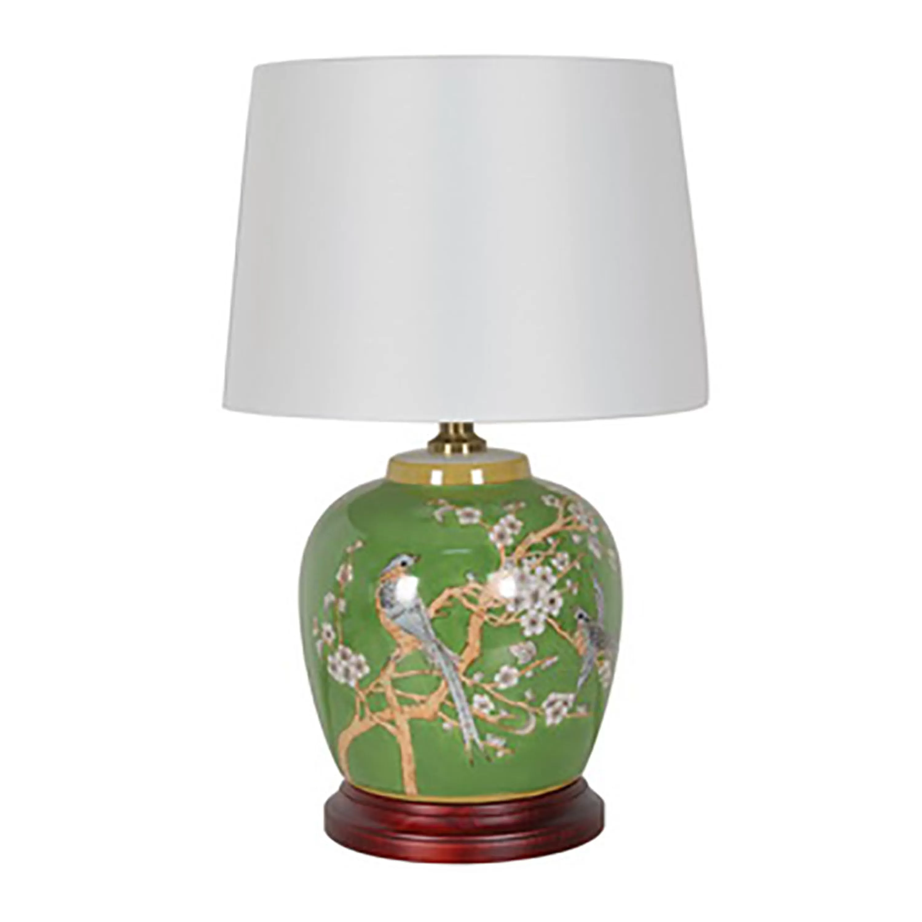 Discount Bird Motif Jar Lamp w/ Wooden Base 19" Lamps | Highland Park