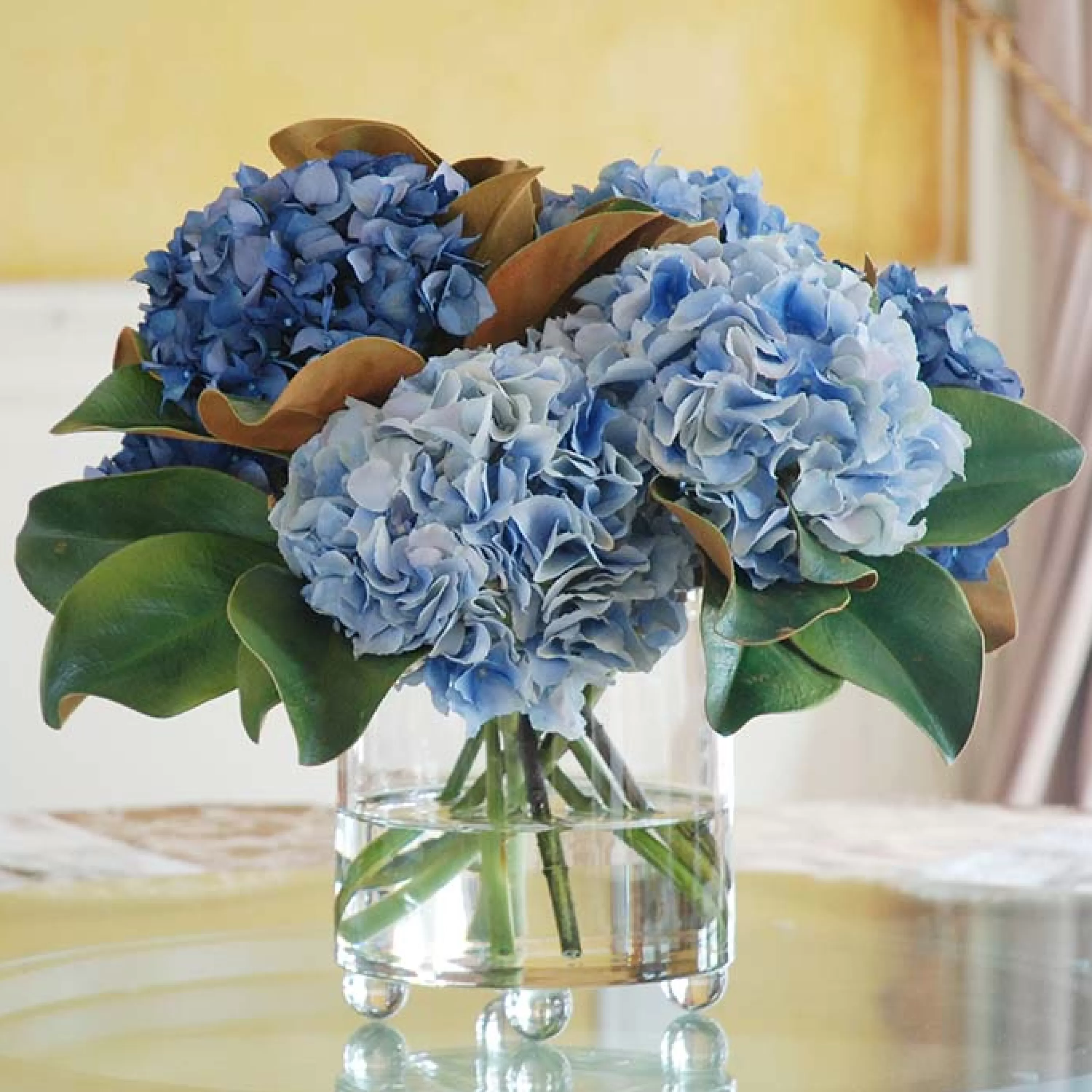 Online Blue Hydrangea in Glass 17" Tabletop | Highland Park