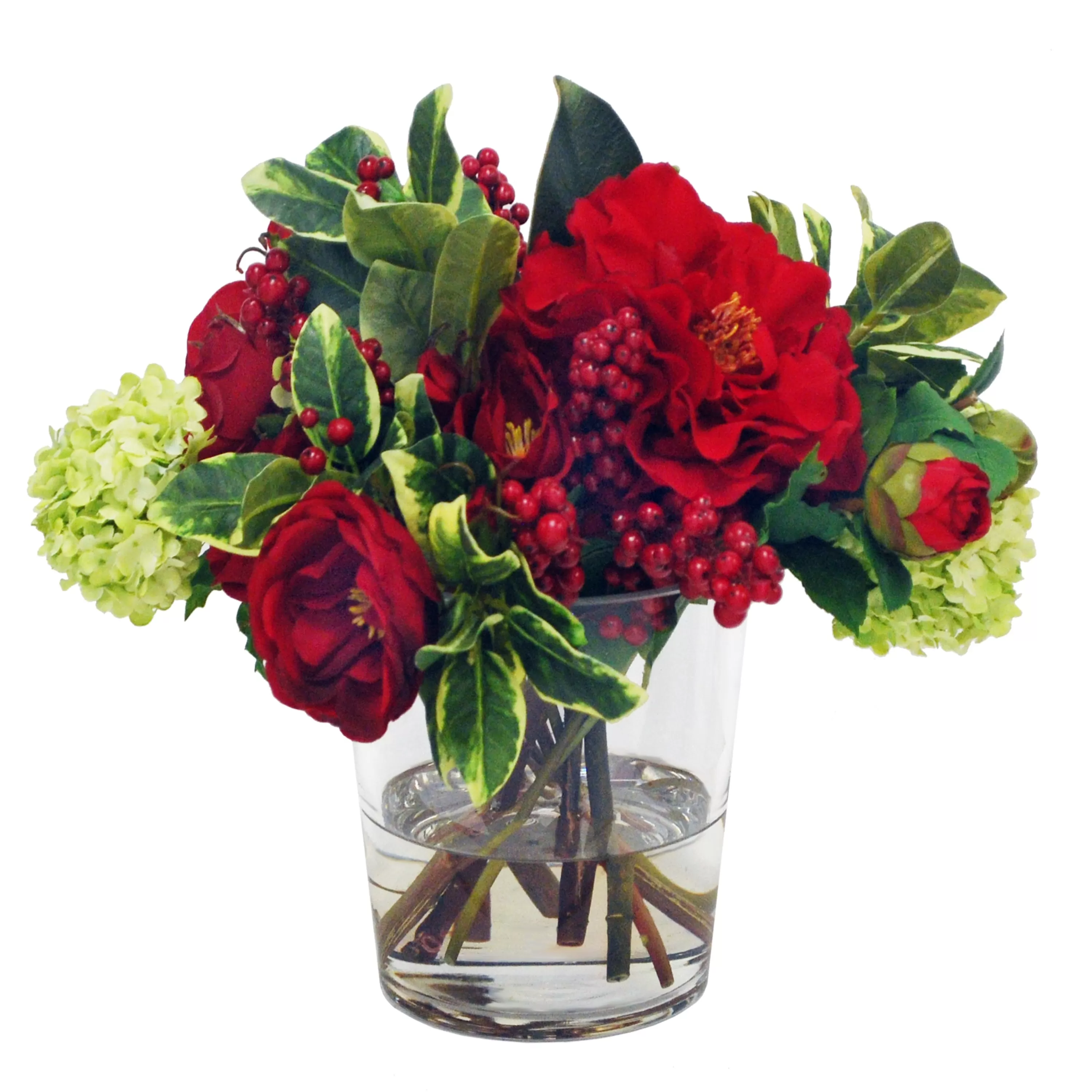 New Camellia in Glass Vase 11" Our Favorite Holiday Decor