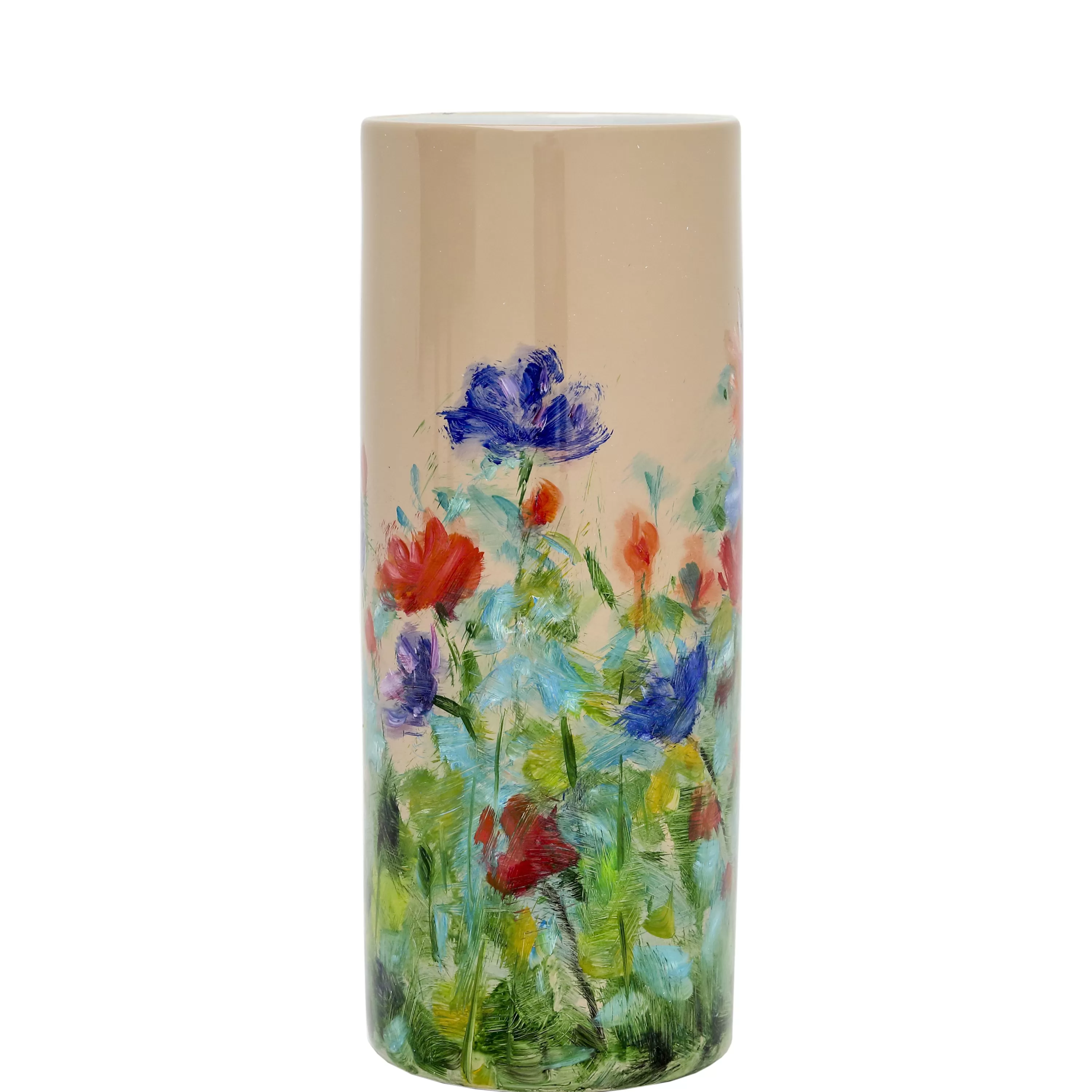 New Hand-Painted Cylinder Vase 18" Painters Collection Vases | Decorative Vases