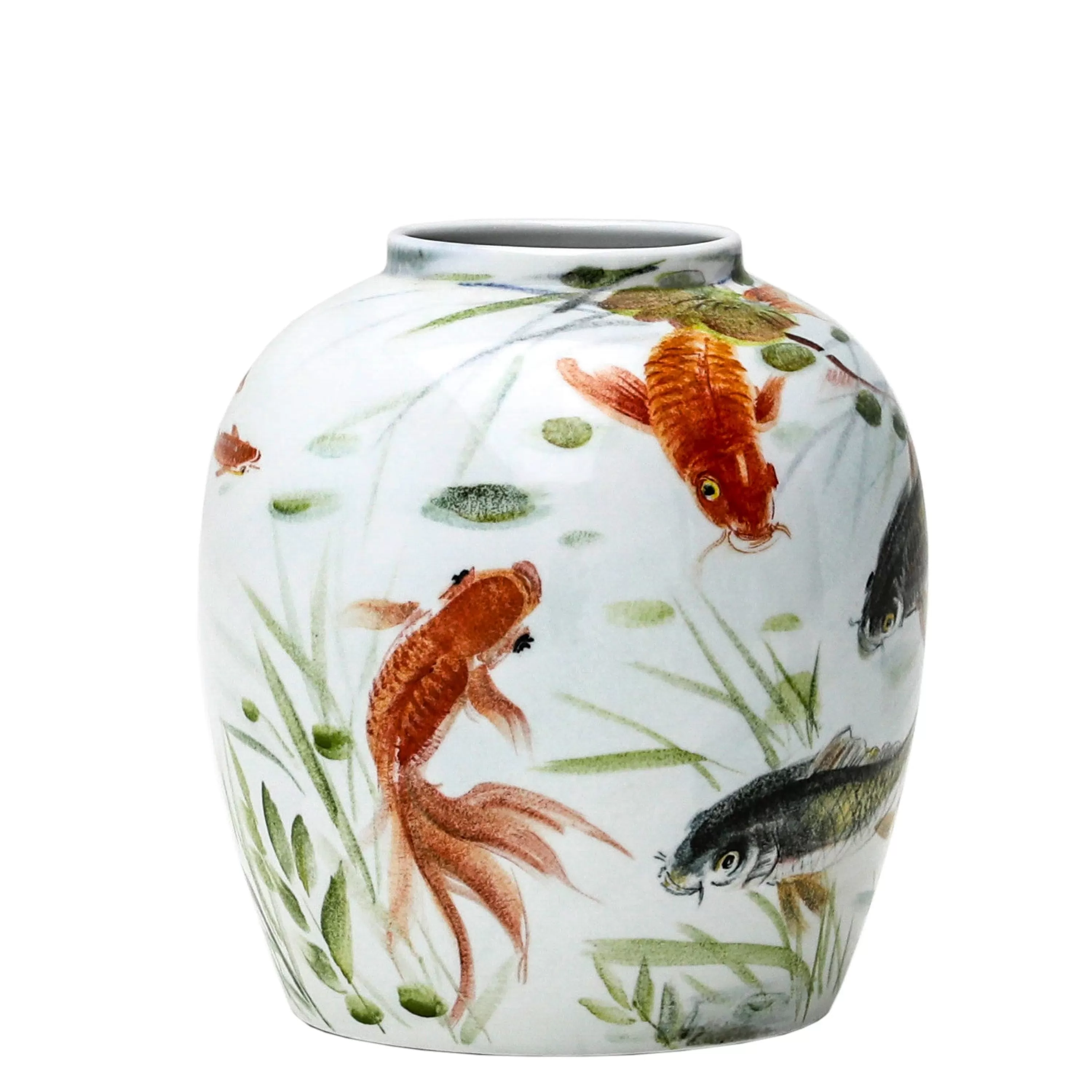 Store Handpainted Koi Fish Pot 9.5" Painters Collection Vases | Decorative Vases