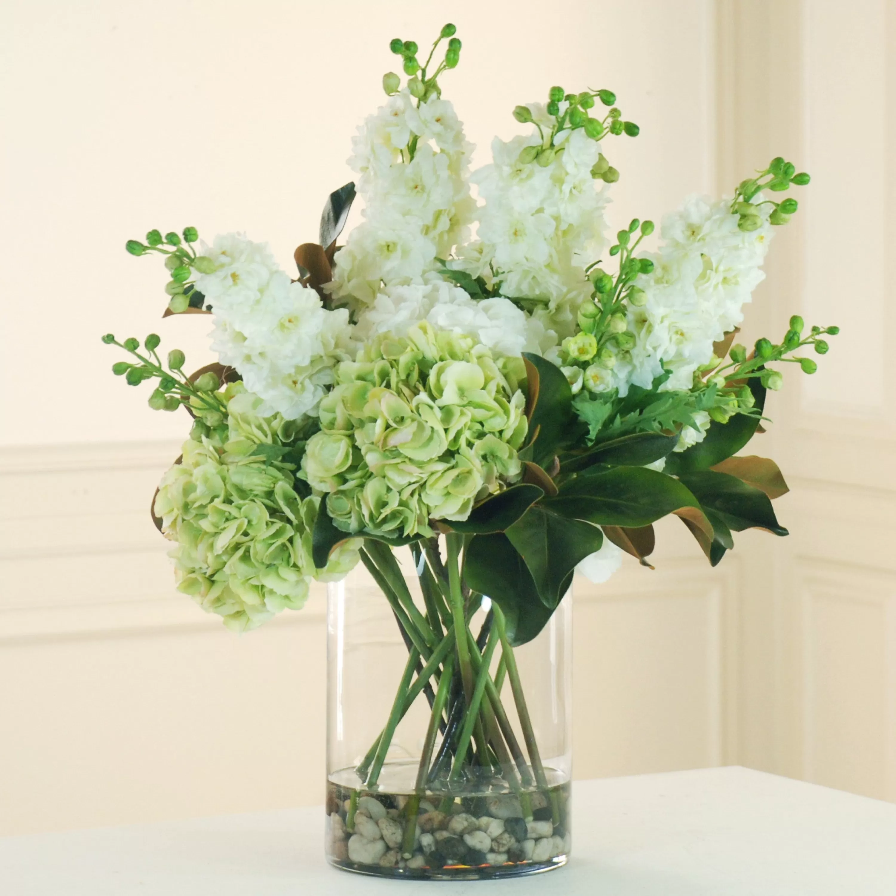 Online HYDRANGEA AND DELPHINIUM IN GLASS (DP713-WHGR) Tabletop