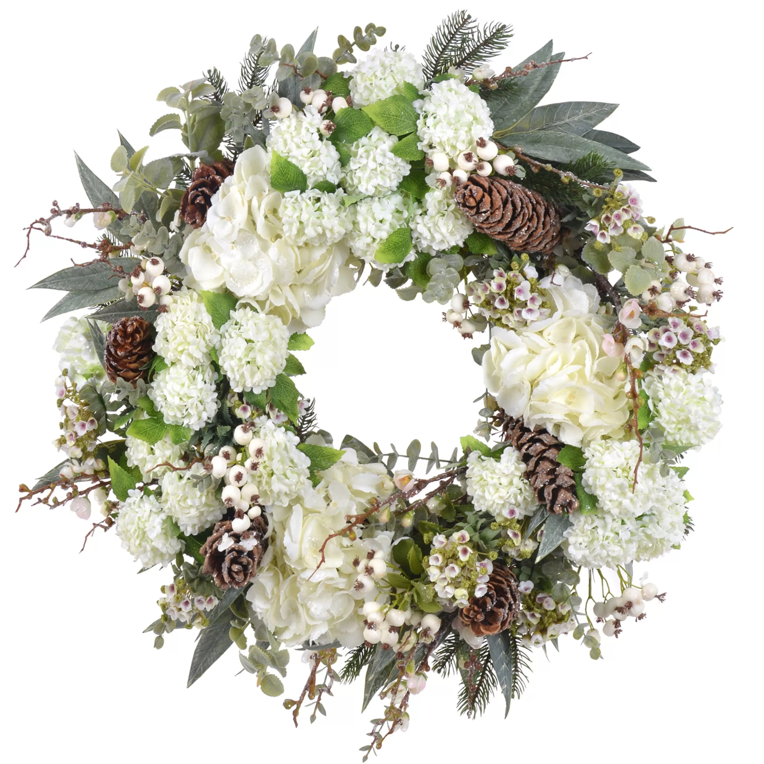 New Hydrangea Snowball Wreath 26" Wreaths & Garlands | Wreaths & Garlands