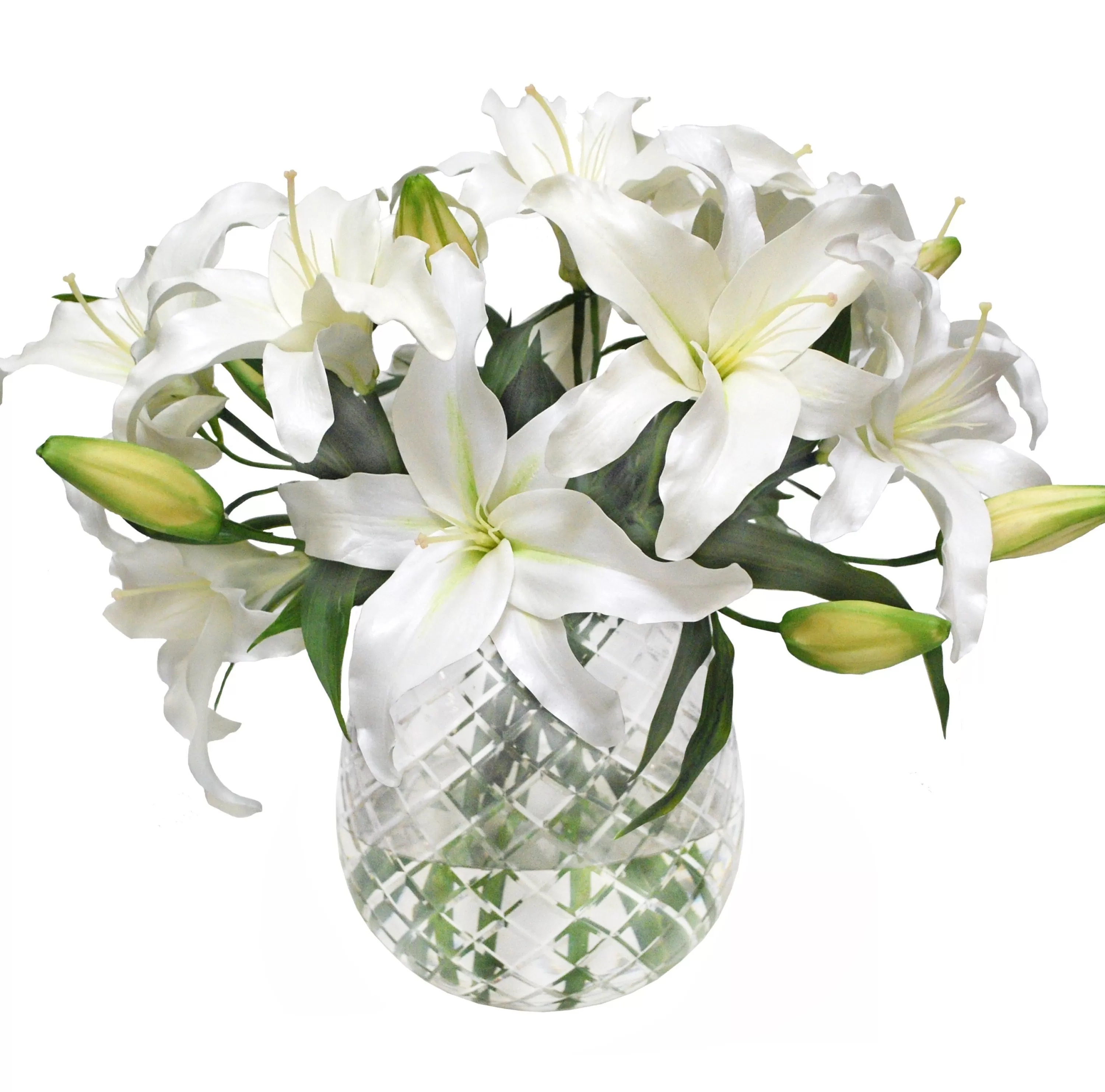 Store Lily Casablanca in Diamond Cut Vase 17" Dining Centerpieces | Tabletop