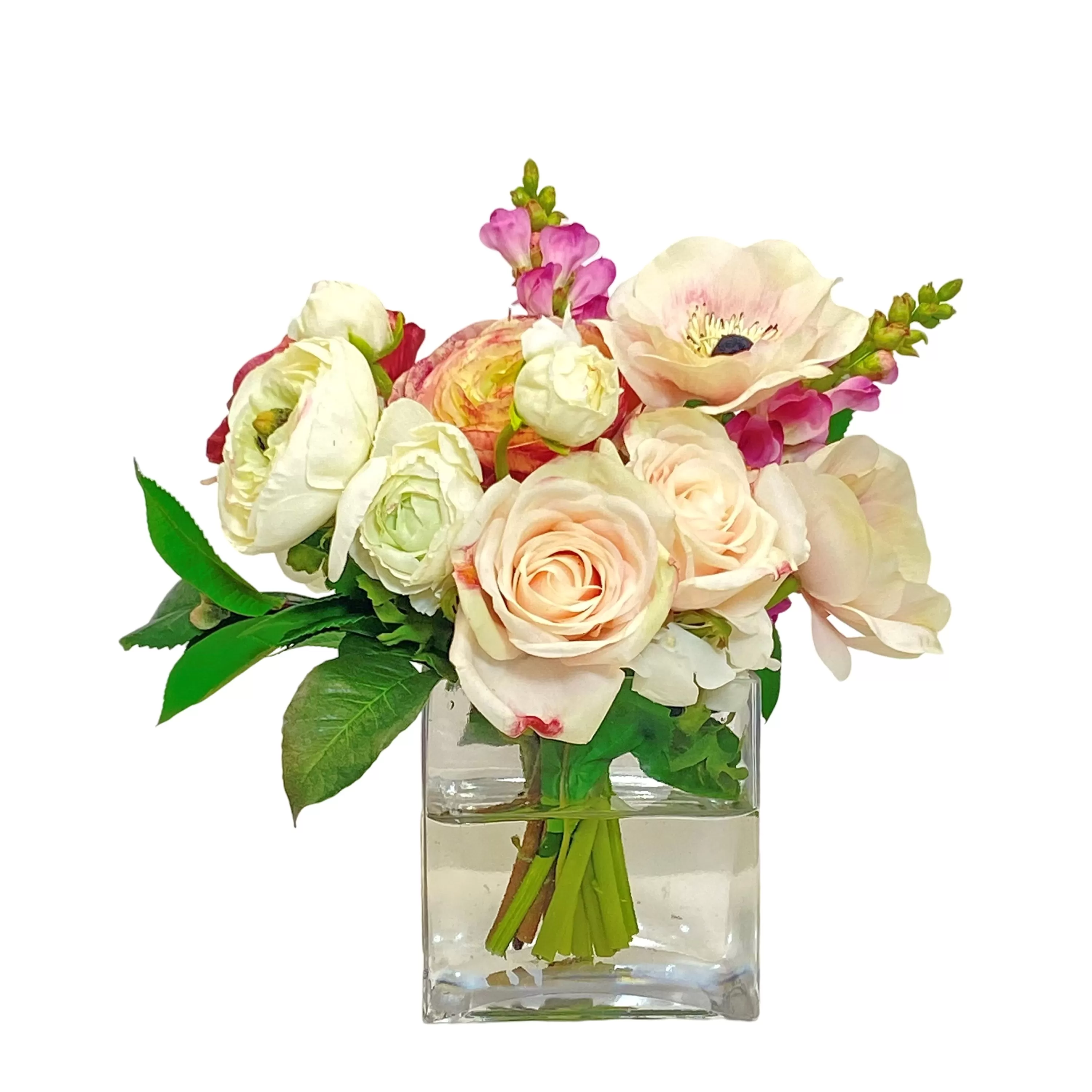 Shop Mix Floral in Cube Glass 12" Real Touch Floral Arrangements | Vanity