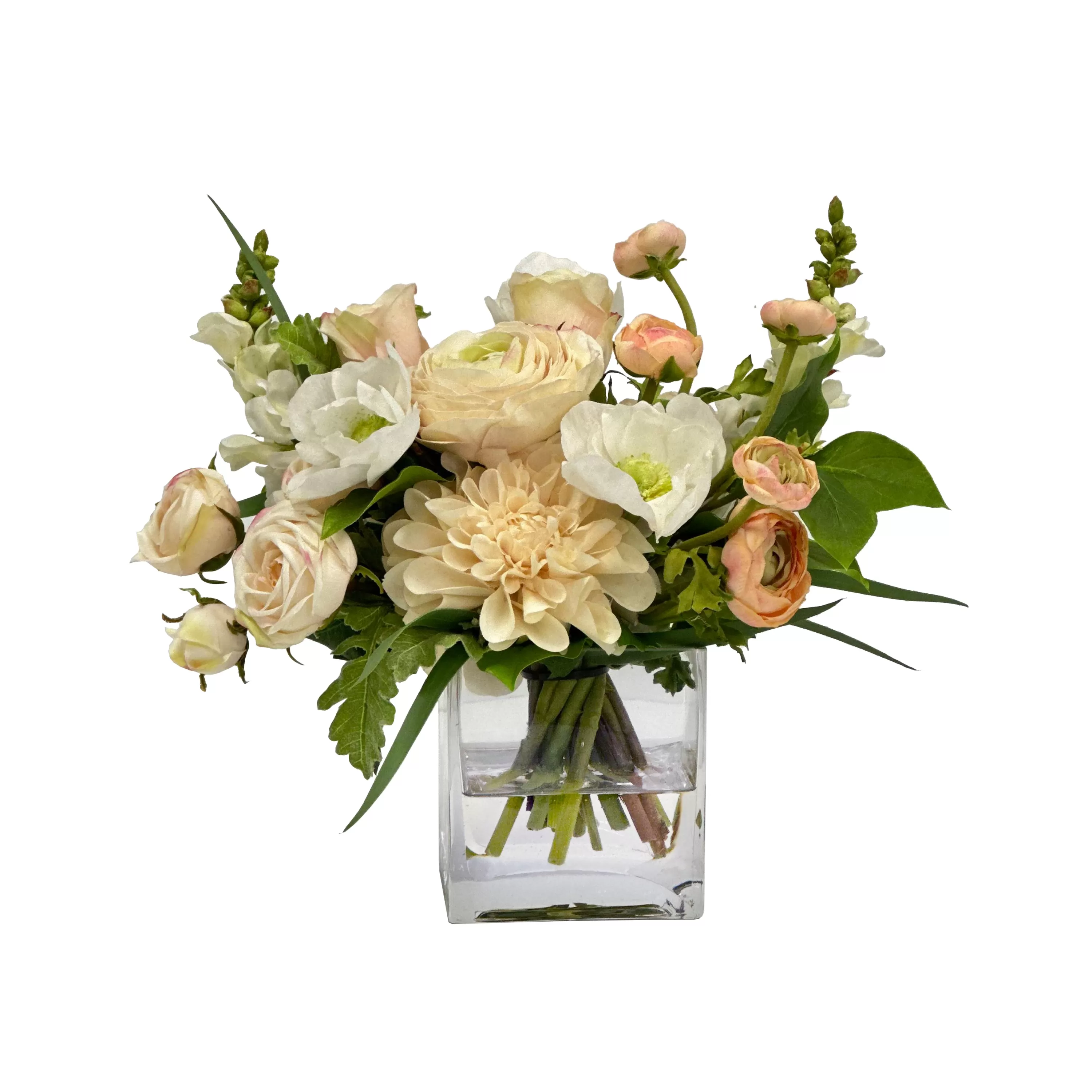 Best Mix Floral in Cube Vase 12" Real Touch Floral Arrangements | Vanity