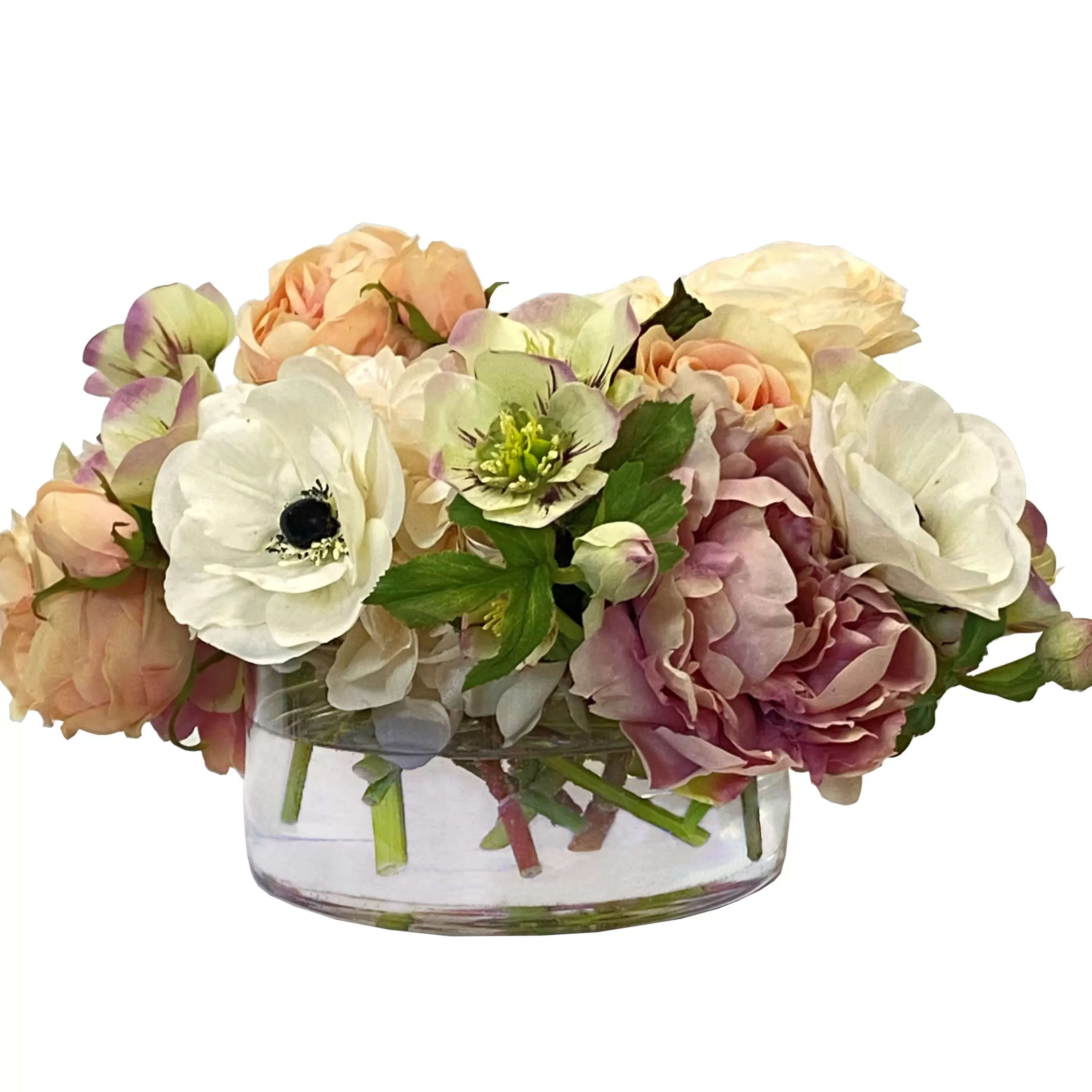 Cheap Mix Floral in Open Cylinder 9.5" Real Touch Floral Arrangements | Tabletop