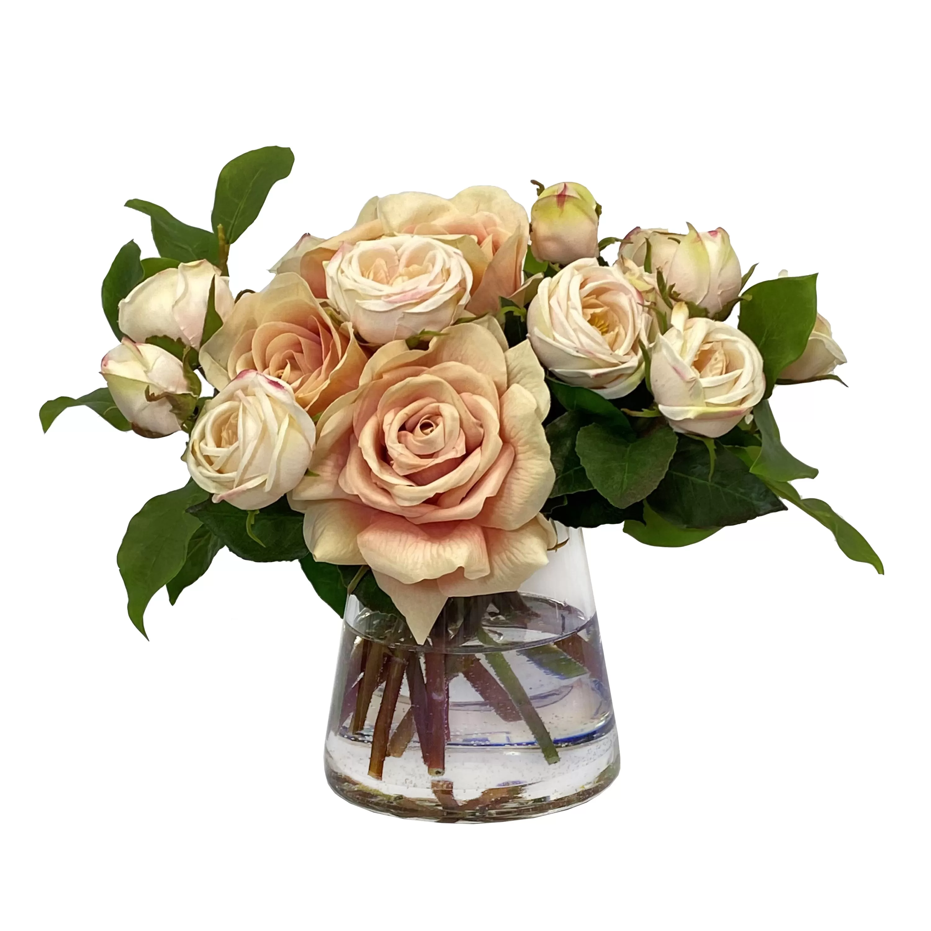 Best Sale Mix Rose in Glass 12" Real Touch Floral Arrangements | Tabletop