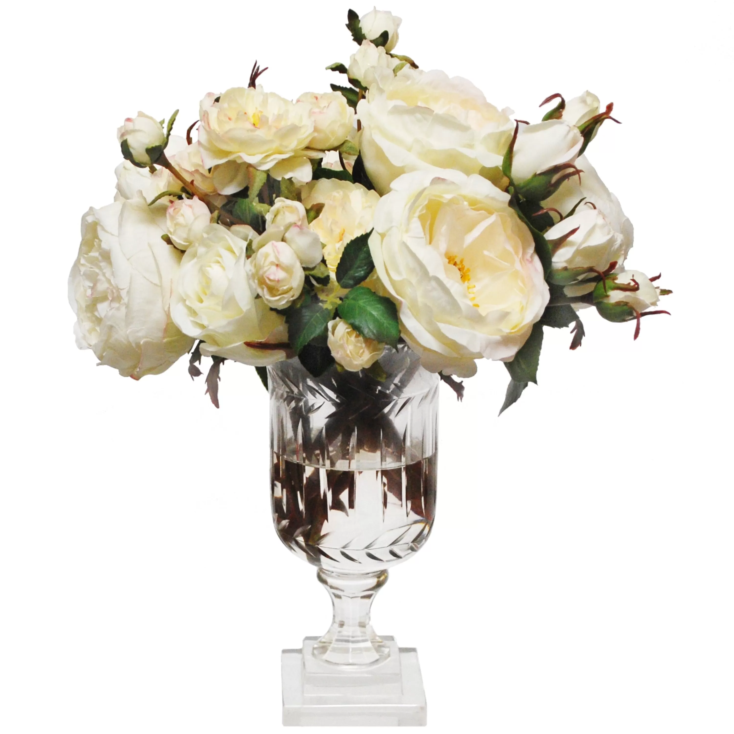 Discount MIX ROSE IN LEAF CUT VASE 13" Tabletop | Highland Park