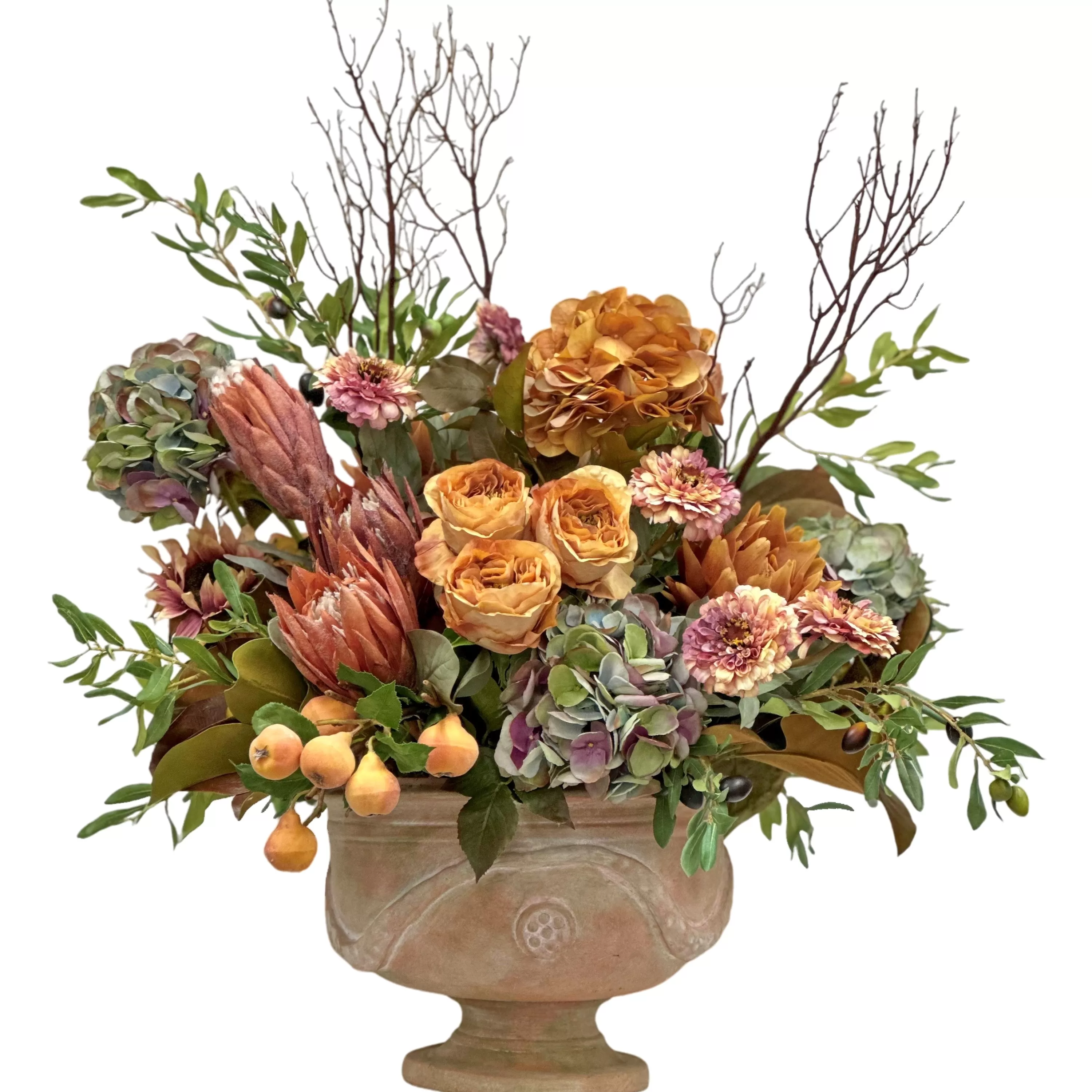 Online Mixed Fall Floral in Italian Urn 35" Luxurious Fall Favorites