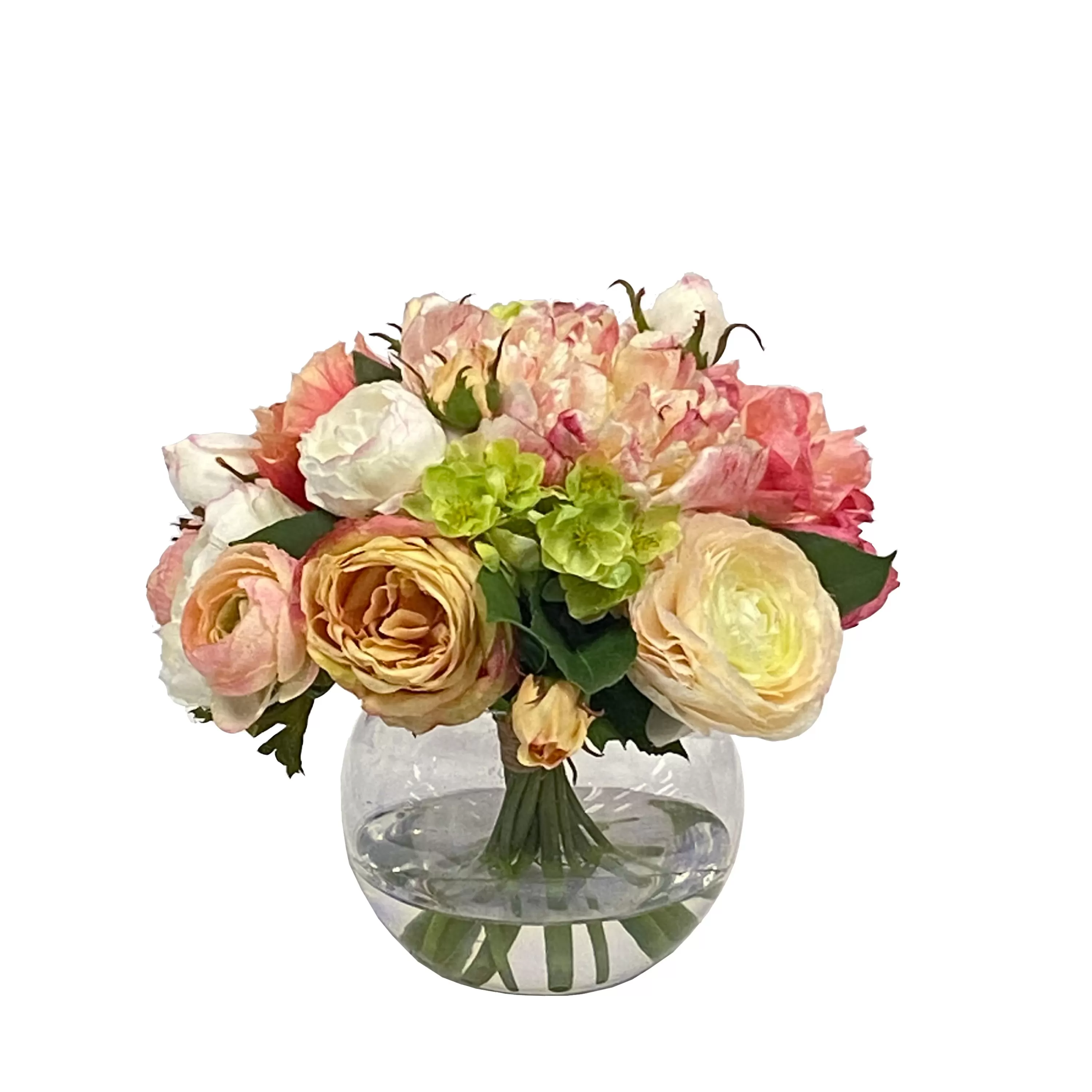 Discount MIXED PEONY AND ROSE IN ROUND VASE 10" Highland Park