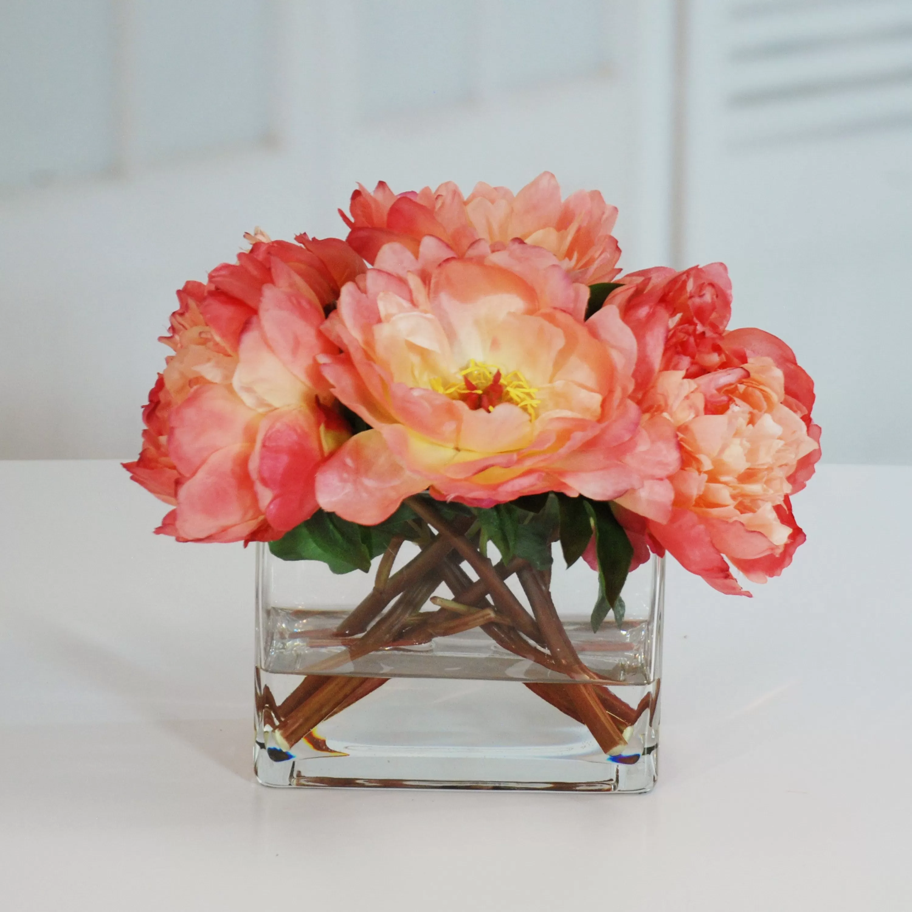 Best Peonies in Vase 14" Salmon Pink Vanity