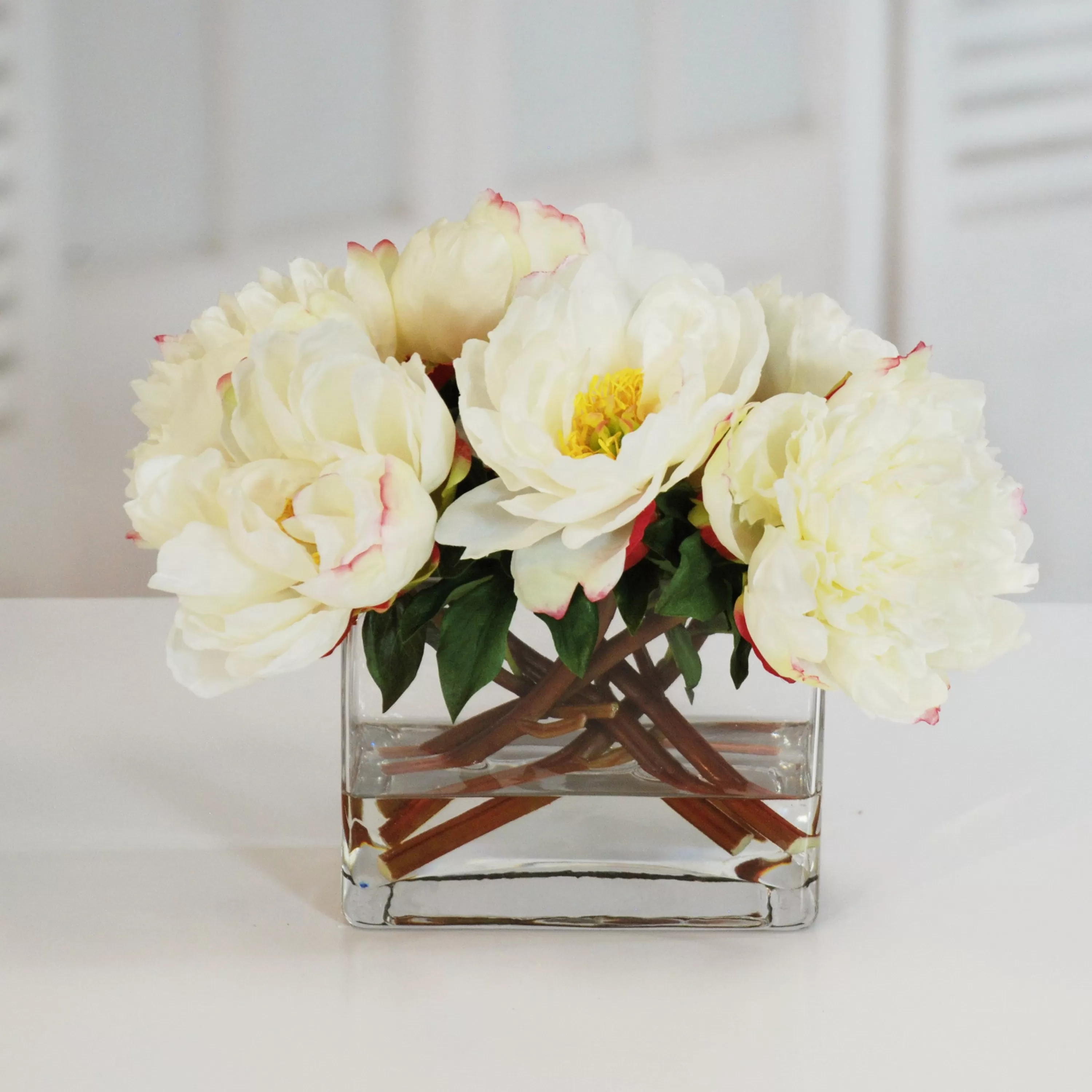 Shop Peonies in Vase 14" White Vanity