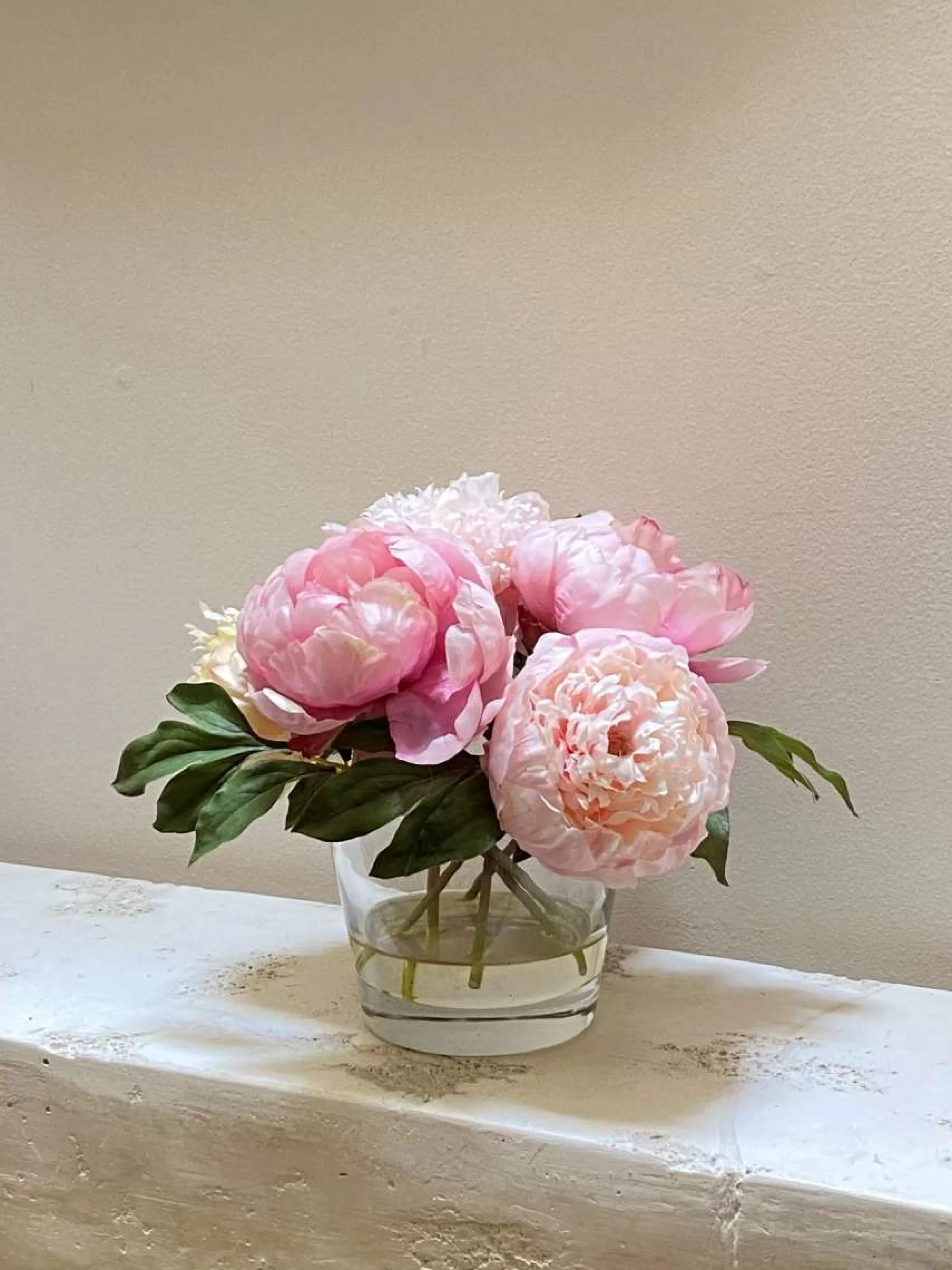 Clearance Peony in Glass Vase 9.5" Vanity