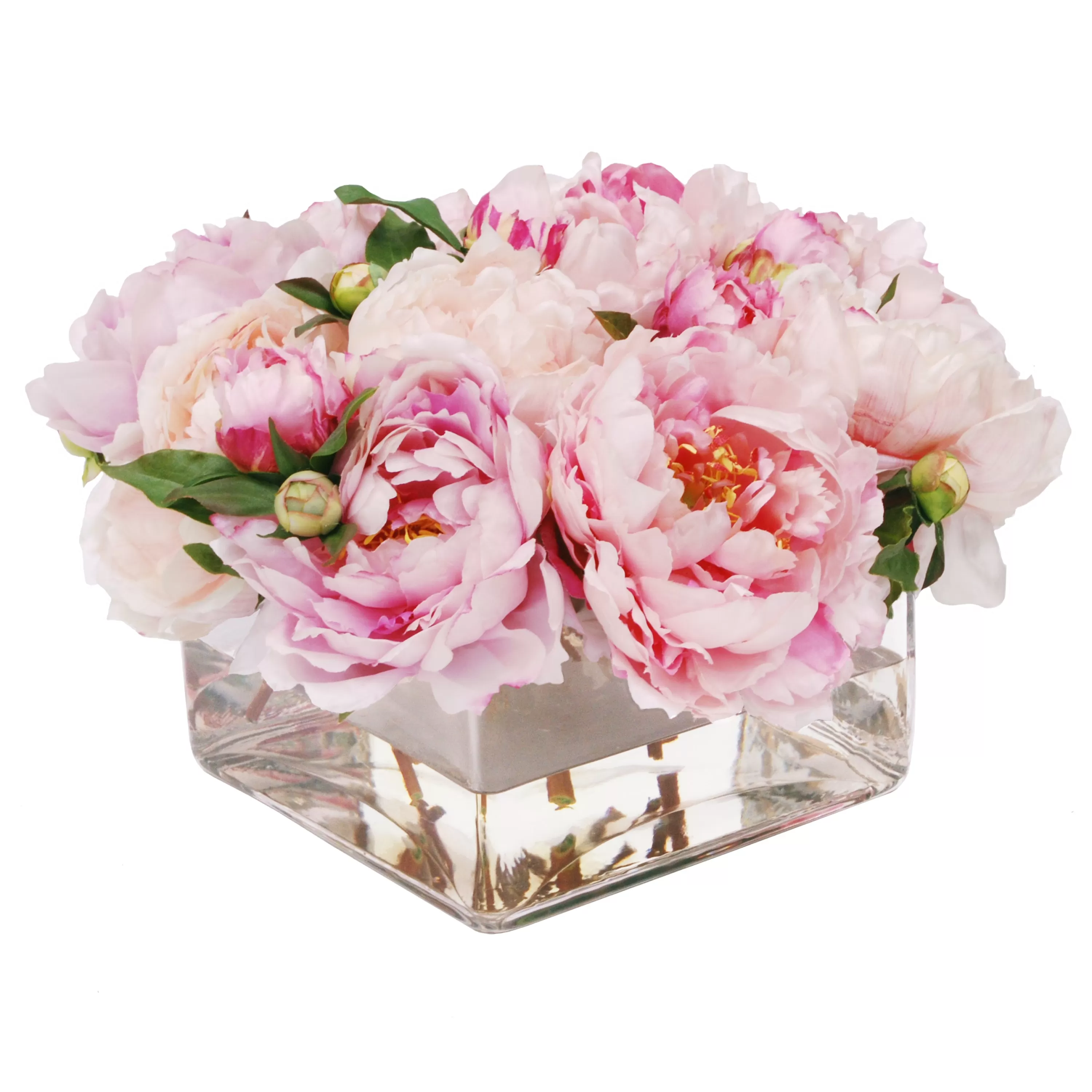 Clearance PEONY IN SQUARE VASE (WHD169-PK) Tabletop