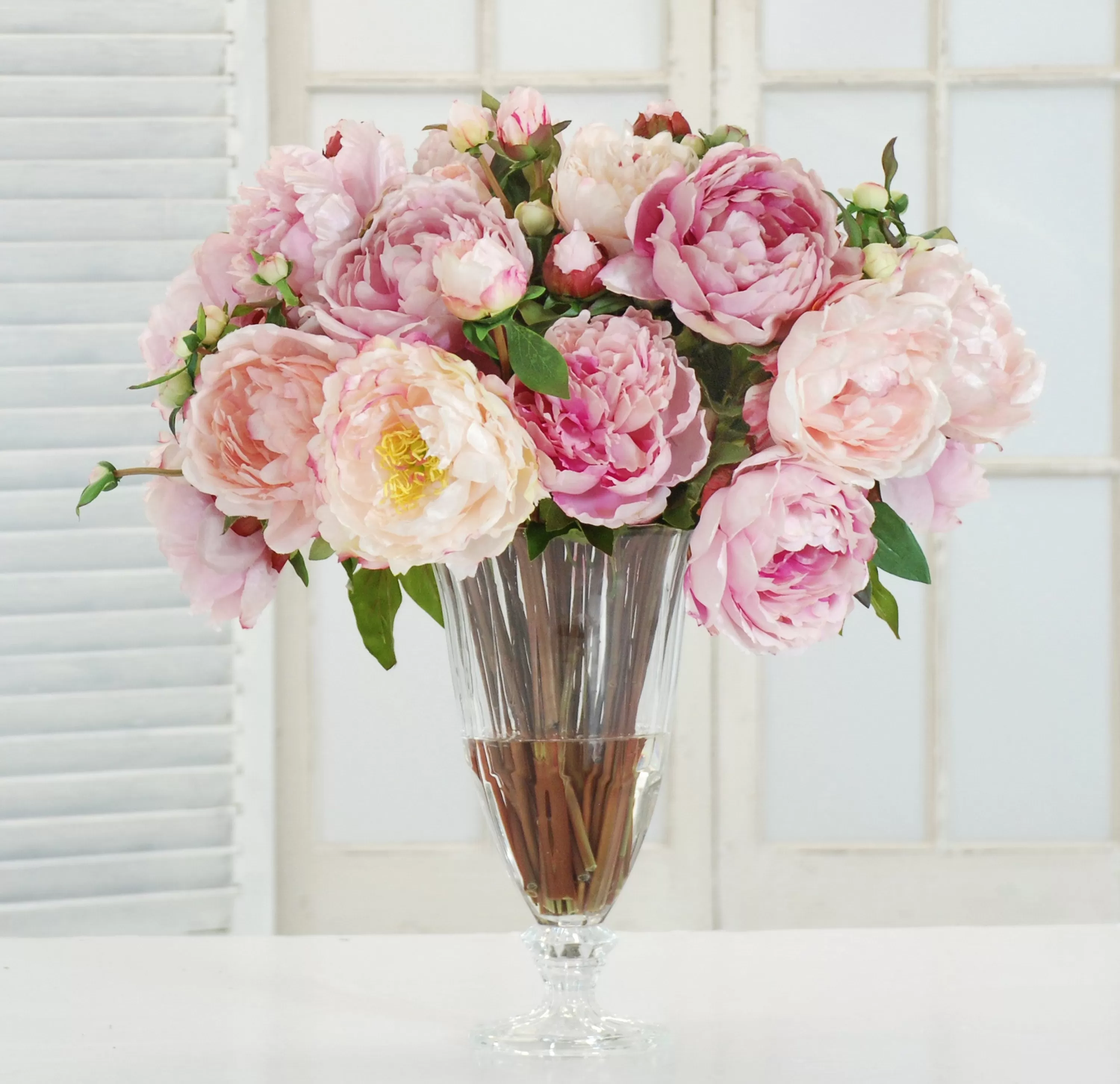 Flash Sale Pink Peony in Illusion Vase 26" Tabletop