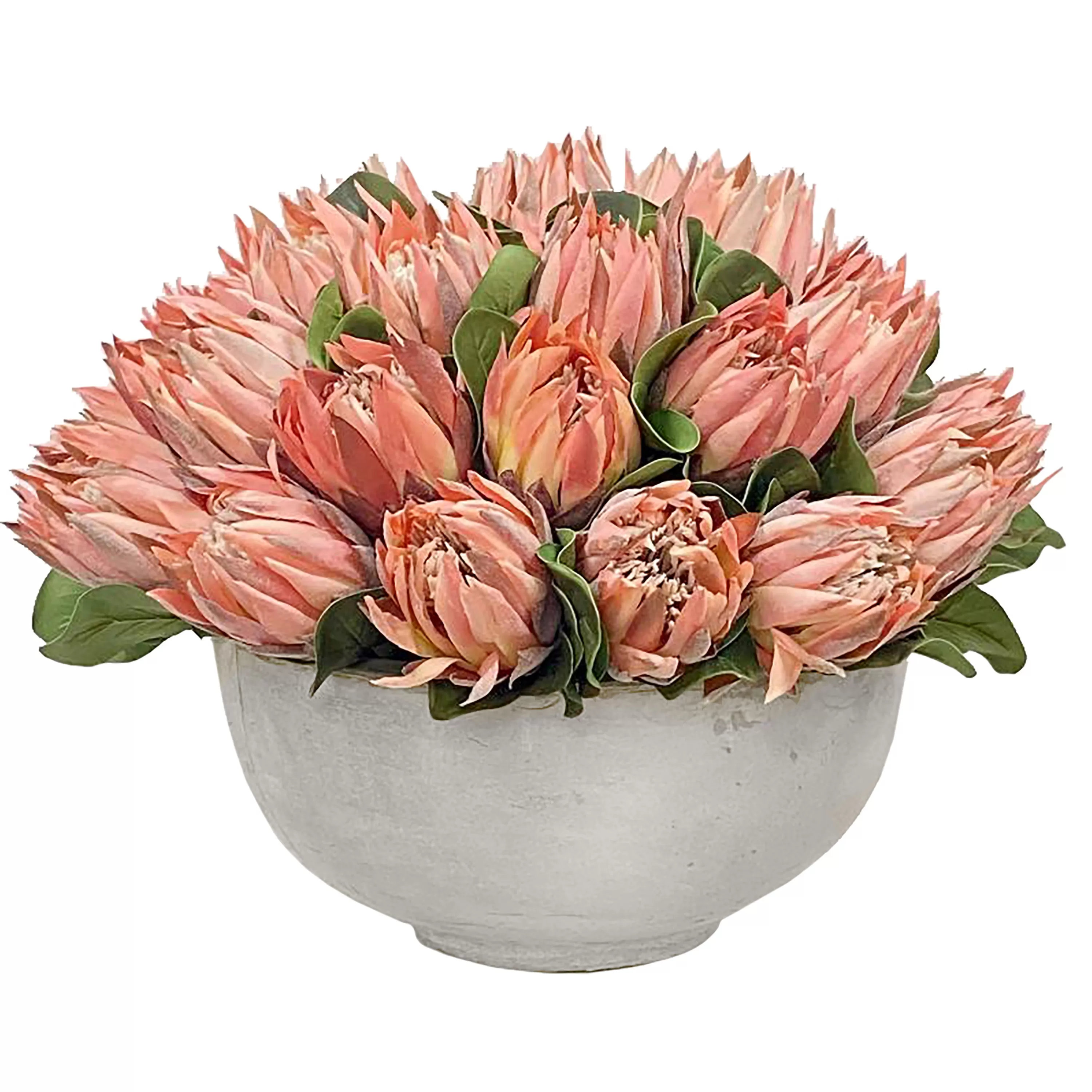 Store Pink Protea in Bowl 18'' Outdoor Patio