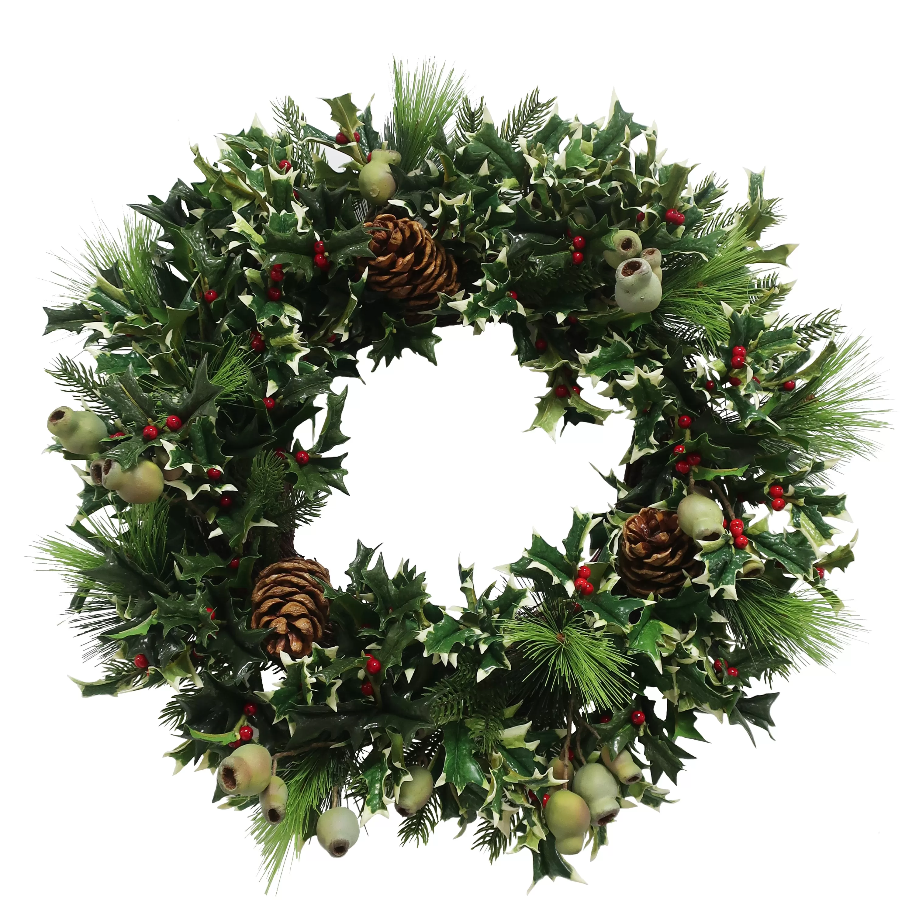 Cheap Pointed Holly Wreath 24" Wreaths & Garlands | Wreaths & Garlands