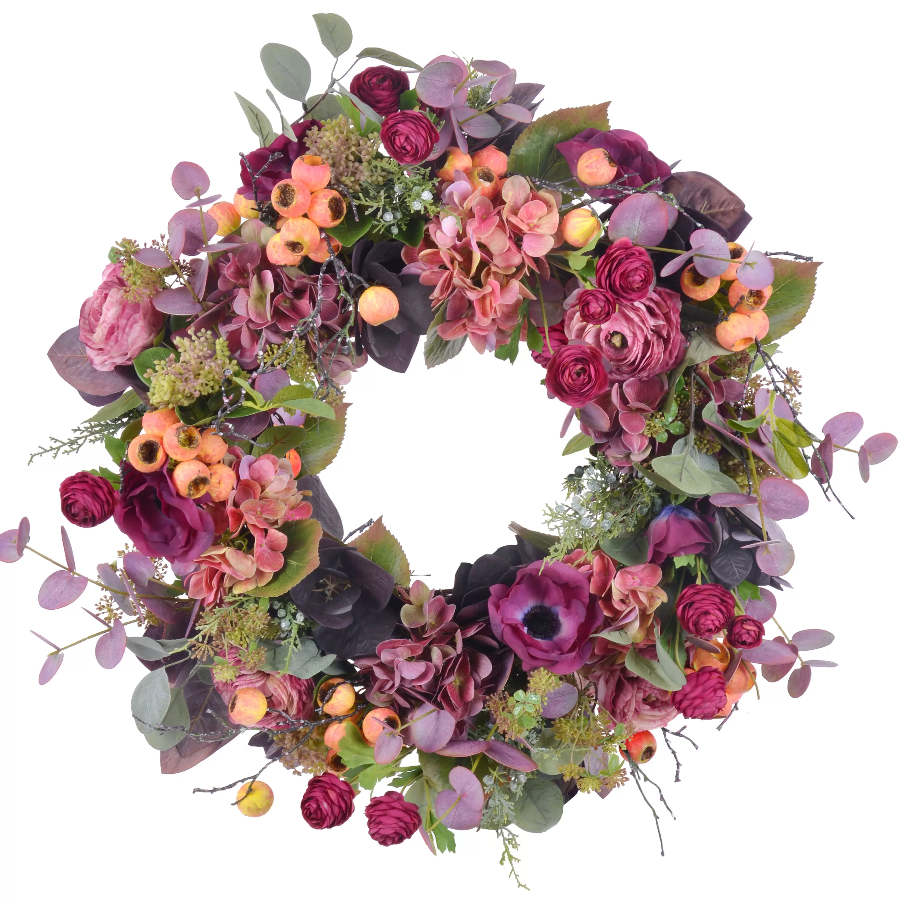 Clearance Ranunculus Hydrangea Wreath 25" Wreaths & Garlands | Wreaths & Garlands