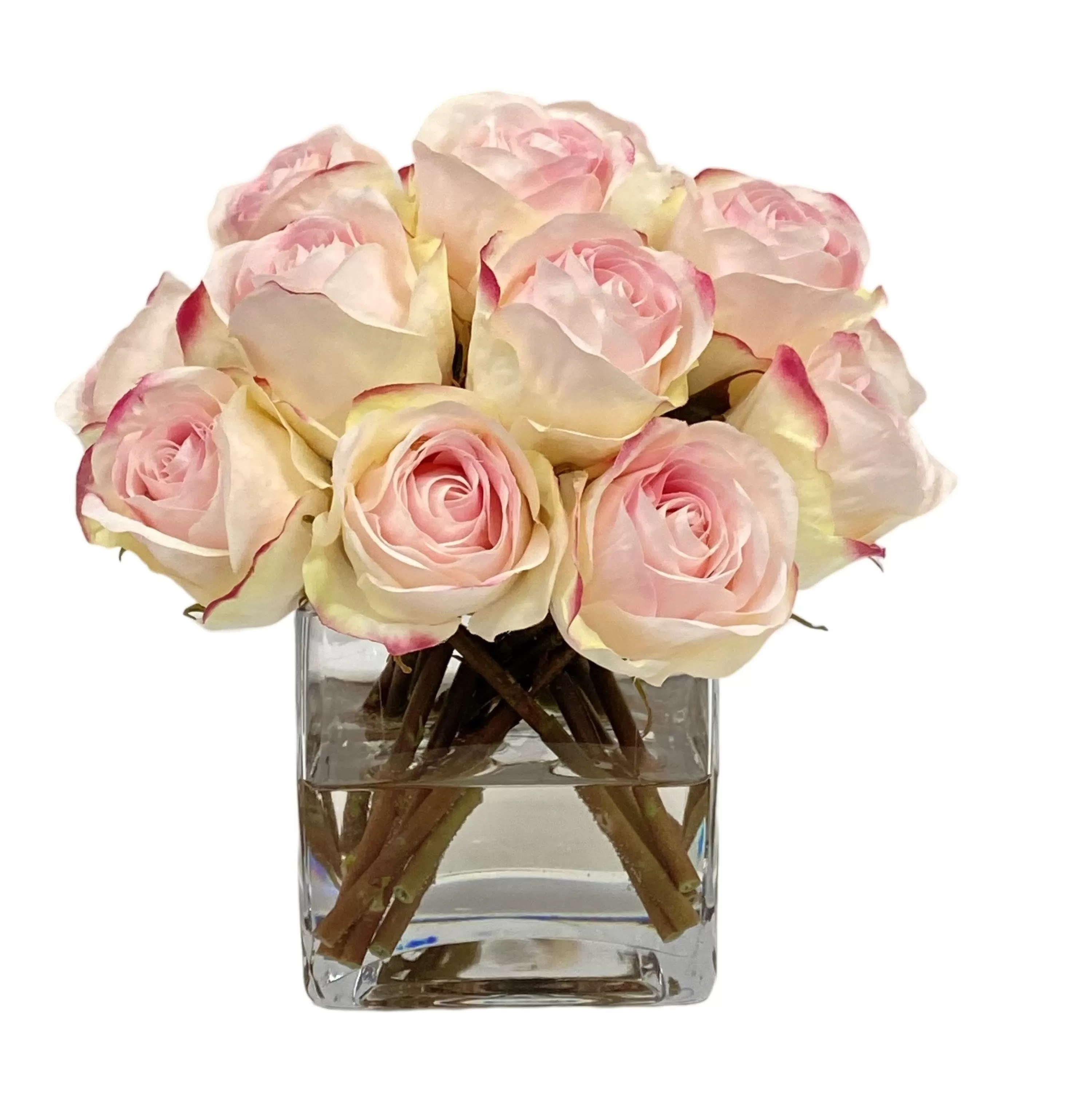 Store Rose Bud in Square Glass 9" Vanity