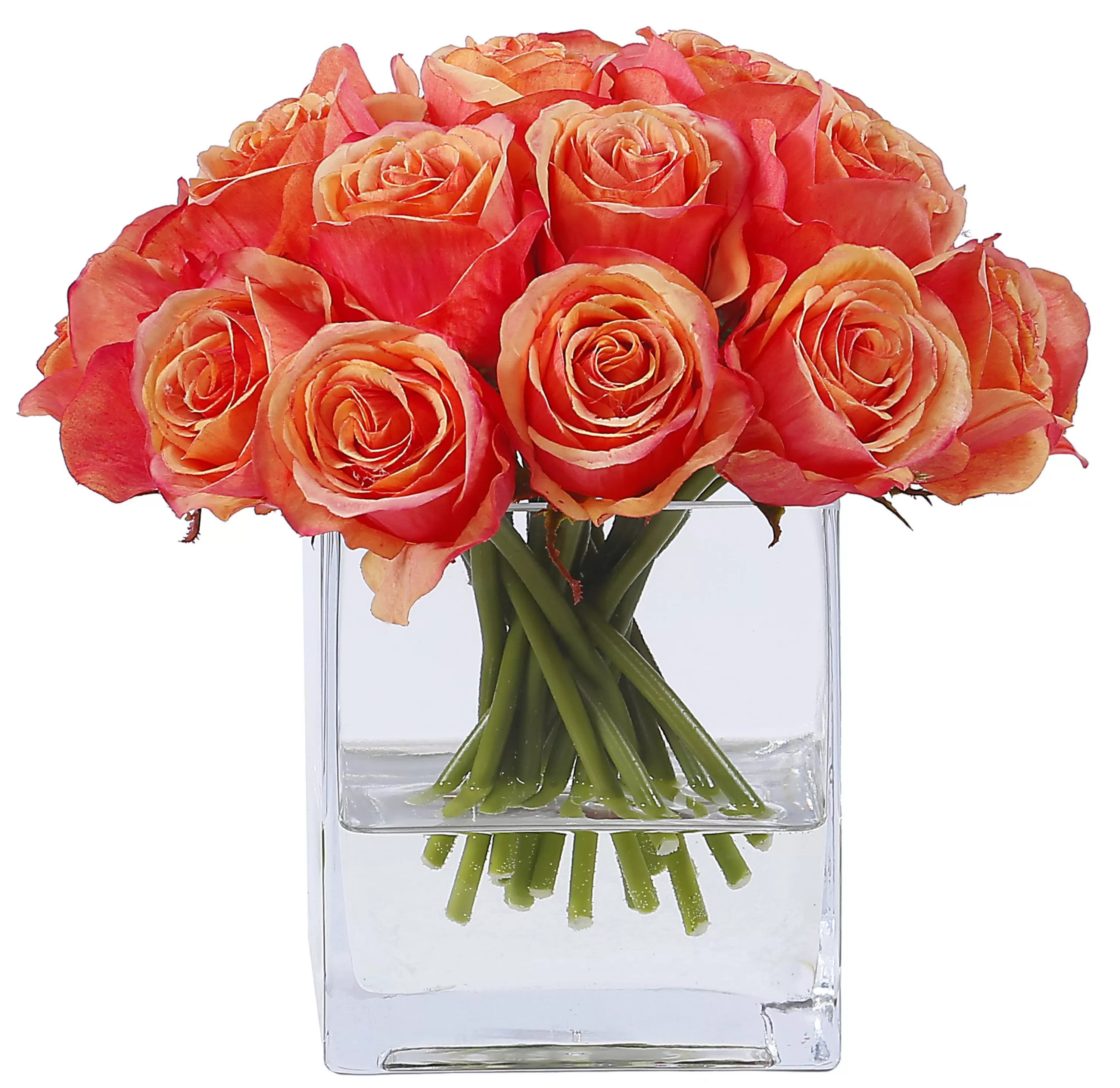 Best Rose Bud in Square Glass 9" Vanity