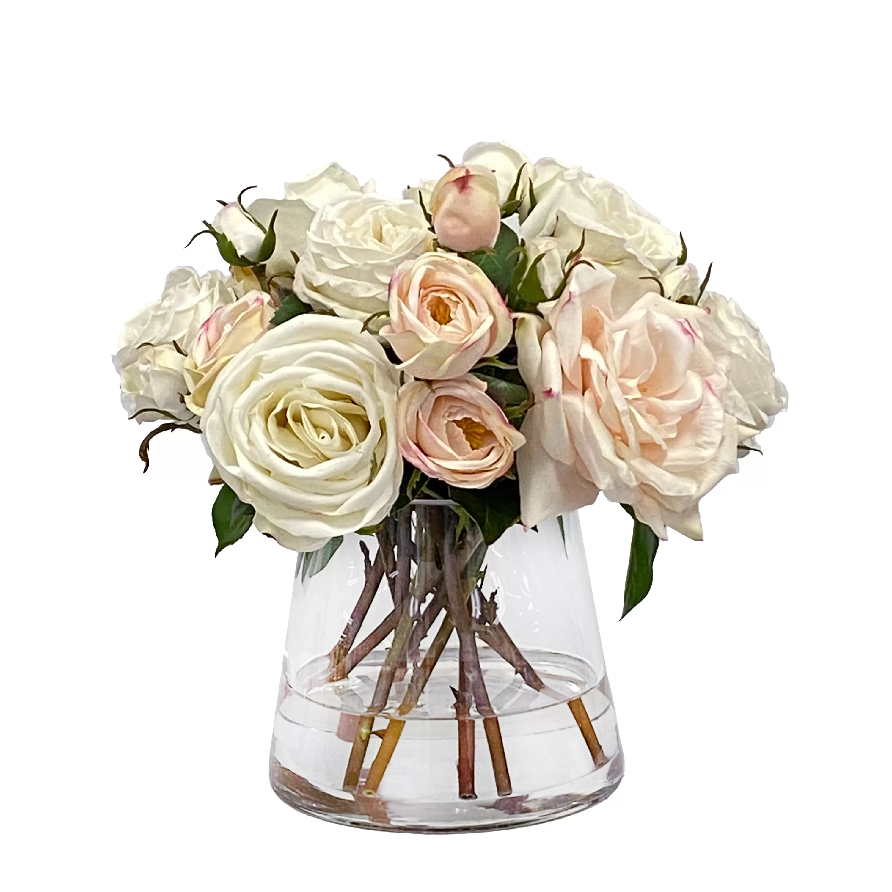 Store Rose Mix in Glass 13" Real Touch Floral Arrangements | Vanity