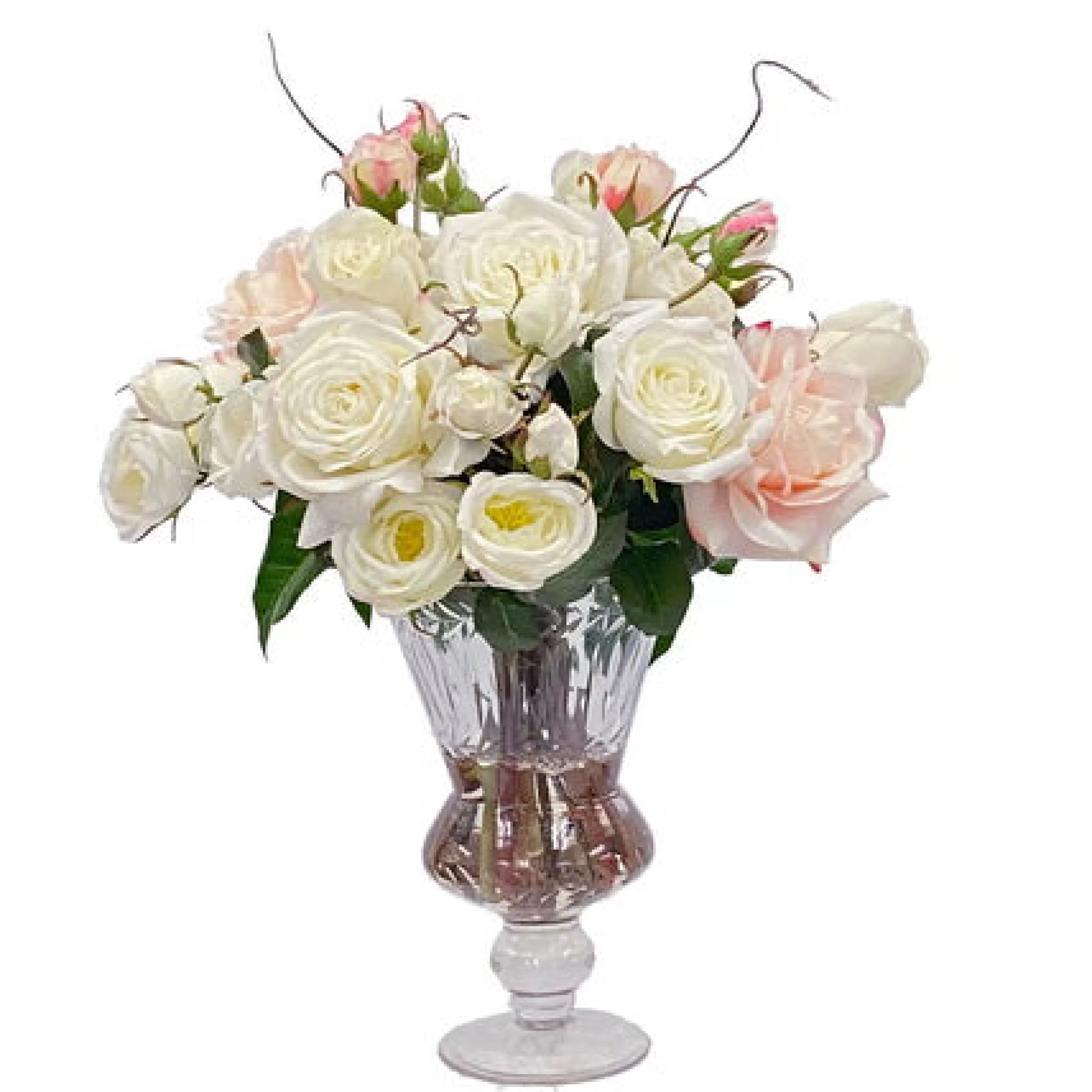 Sale Rose Mix in Glass Vase 19" Real Touch Floral Arrangements | Bianco