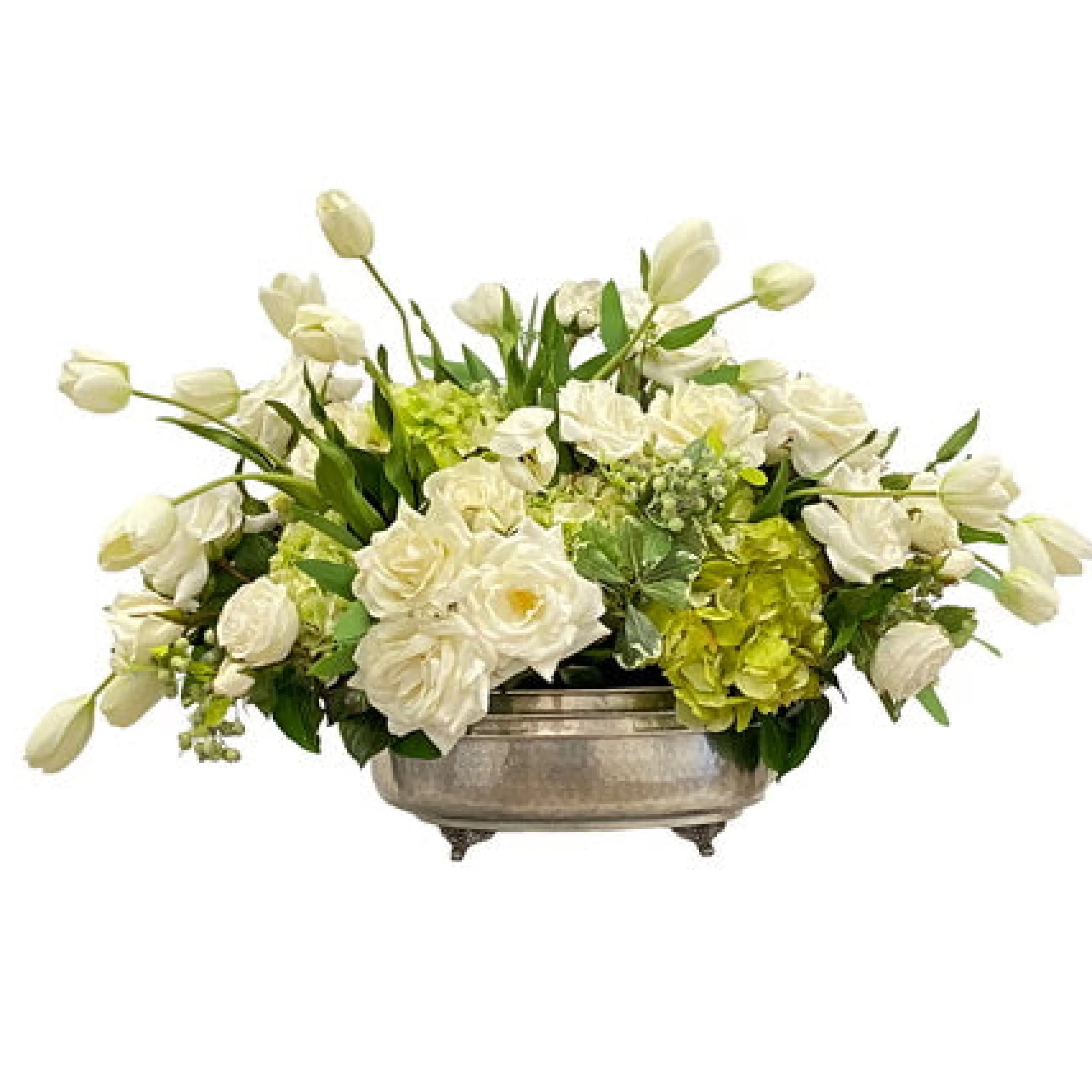 Discount Rose Tulip Centerpiece 44" wide Real Touch Floral Arrangements | Dining Centerpieces