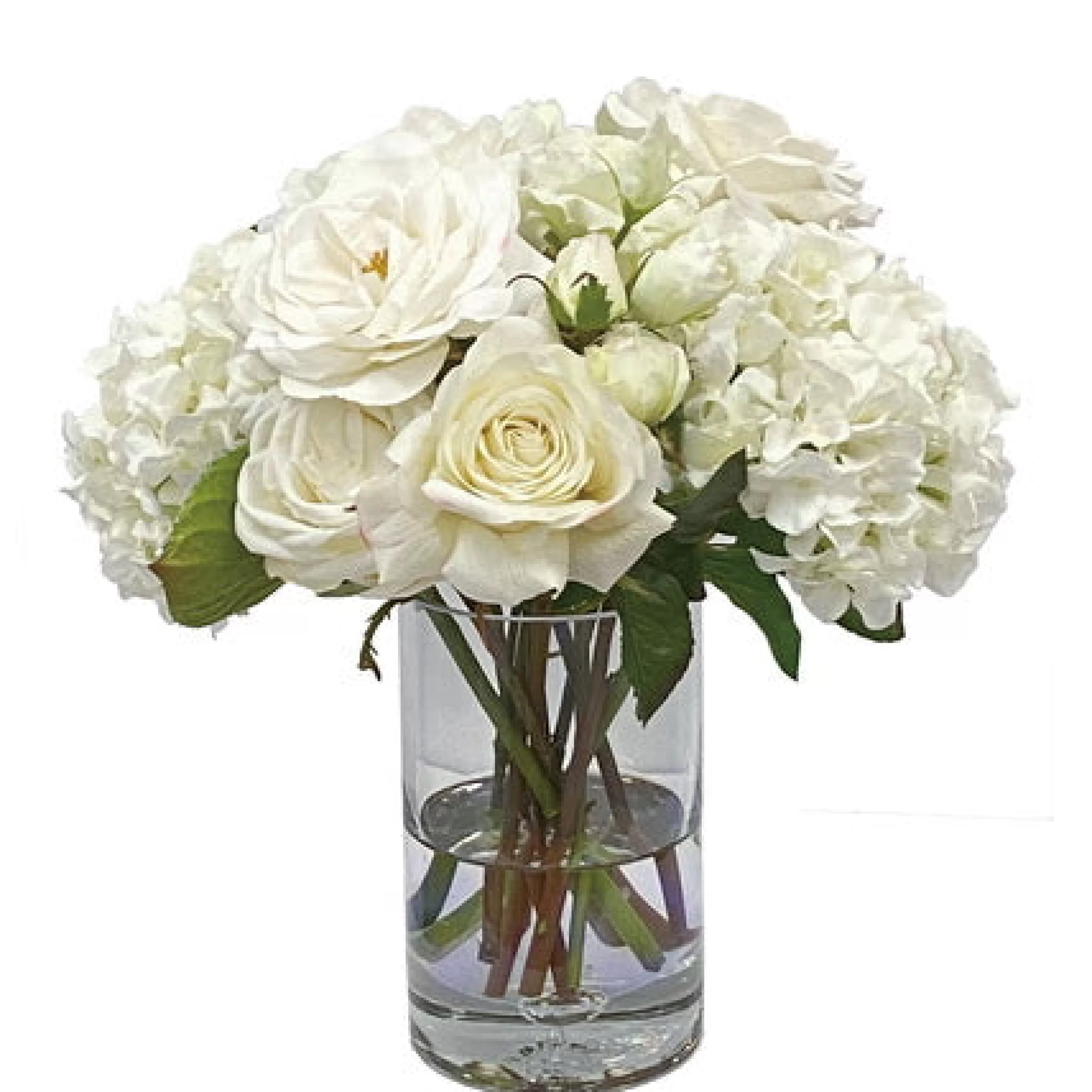 Best Roses Lisianthus Mix in Vase 15" Real Touch Floral Arrangements | Bianco