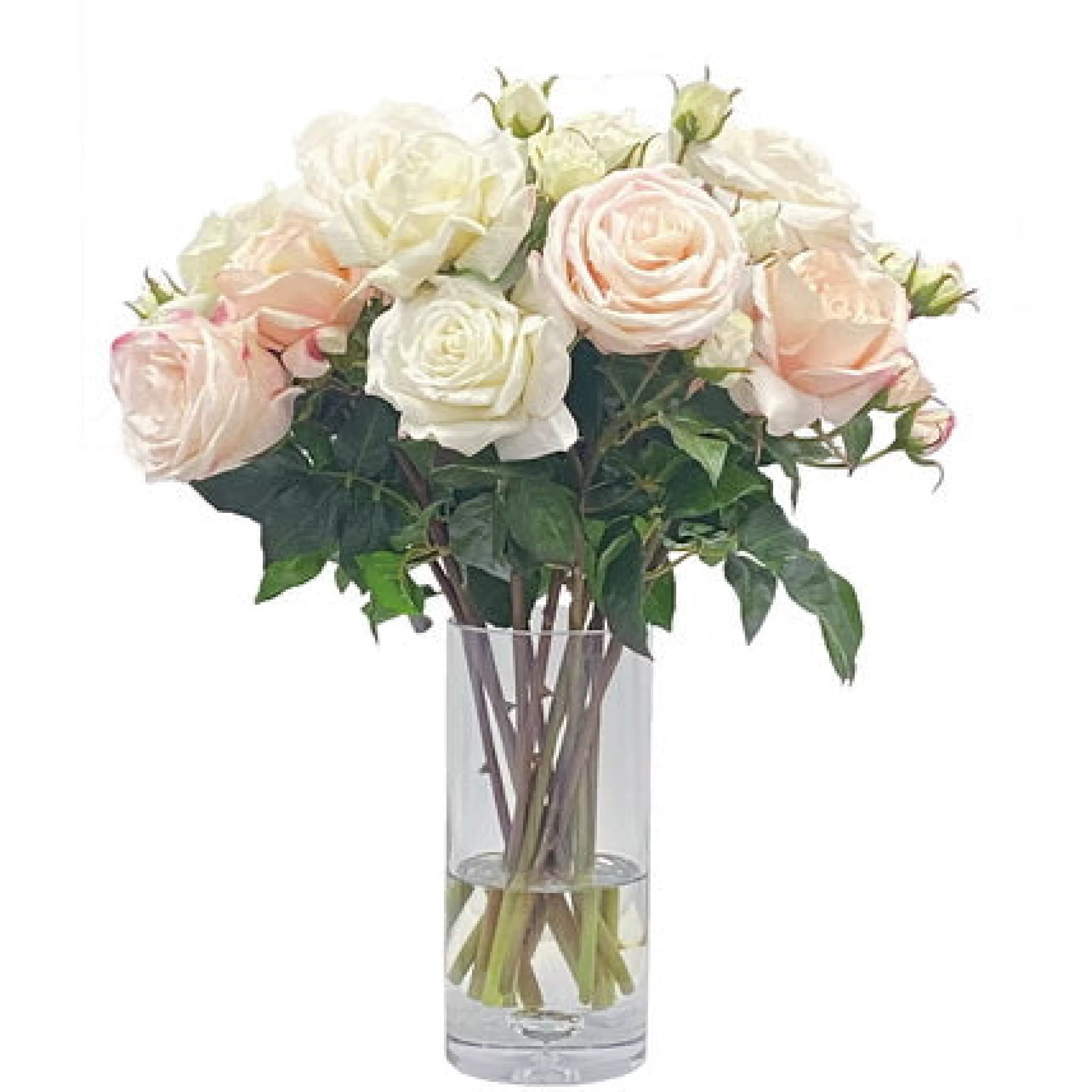 Outlet Roses Mix in Vase 21" Real Touch Floral Arrangements | Cafe Au Lait