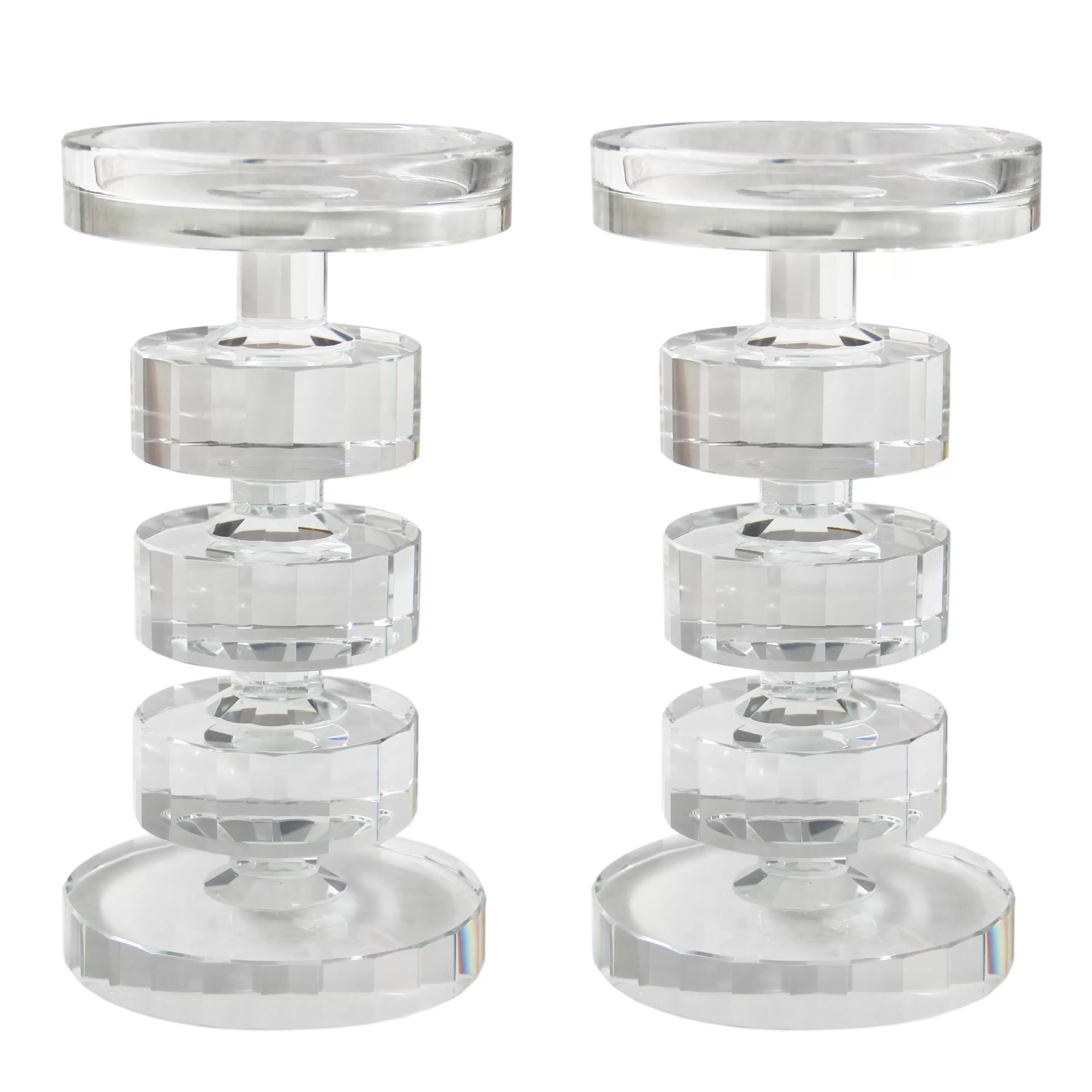 Flash Sale ROUND BASE CRYSTAL CANDLEHOLDER 9" (Set of 2) Tabletop Accessories | Tabletop