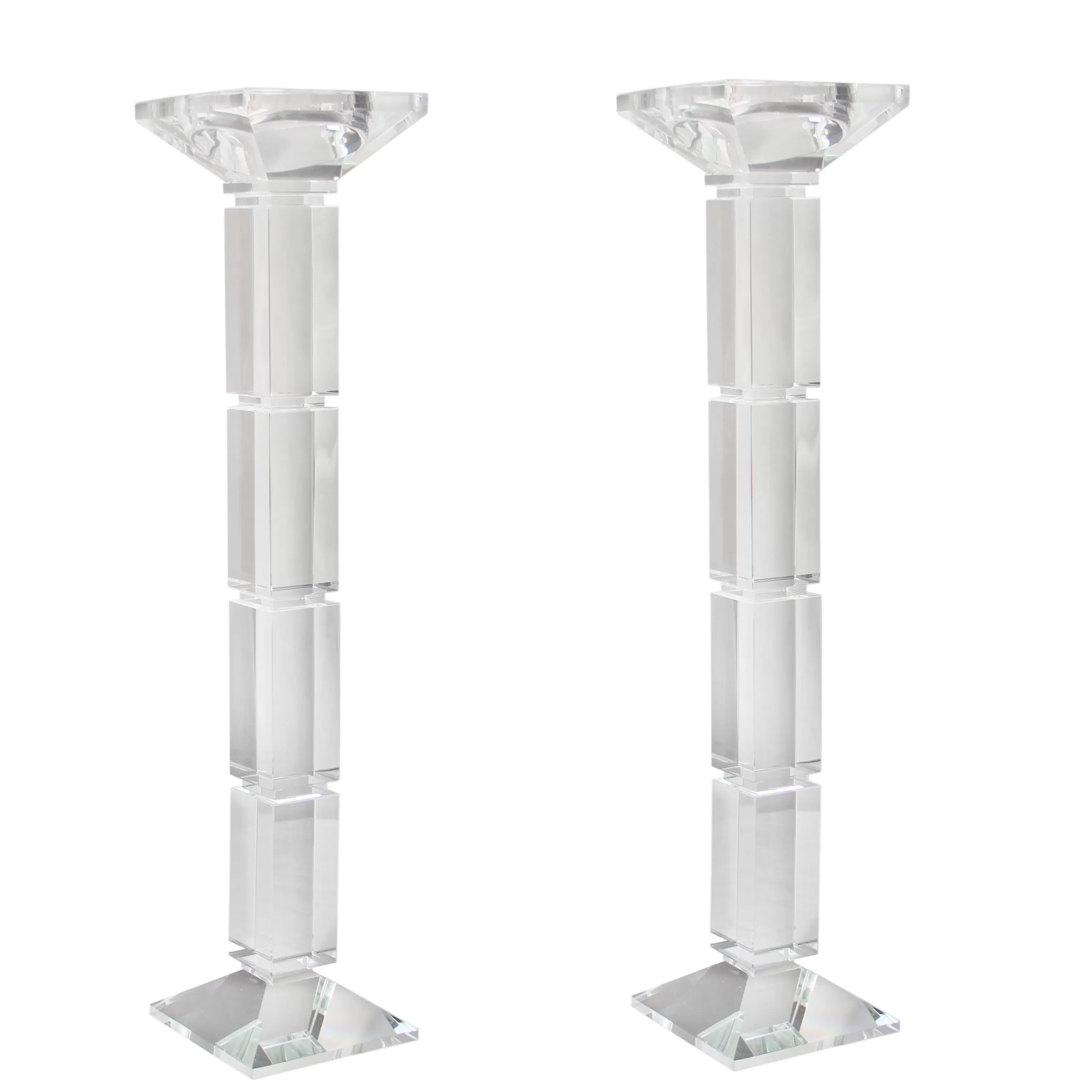 Fashion Square Base Crystal Candleholders 18" (Set of 2) Tabletop Accessories | Tabletop