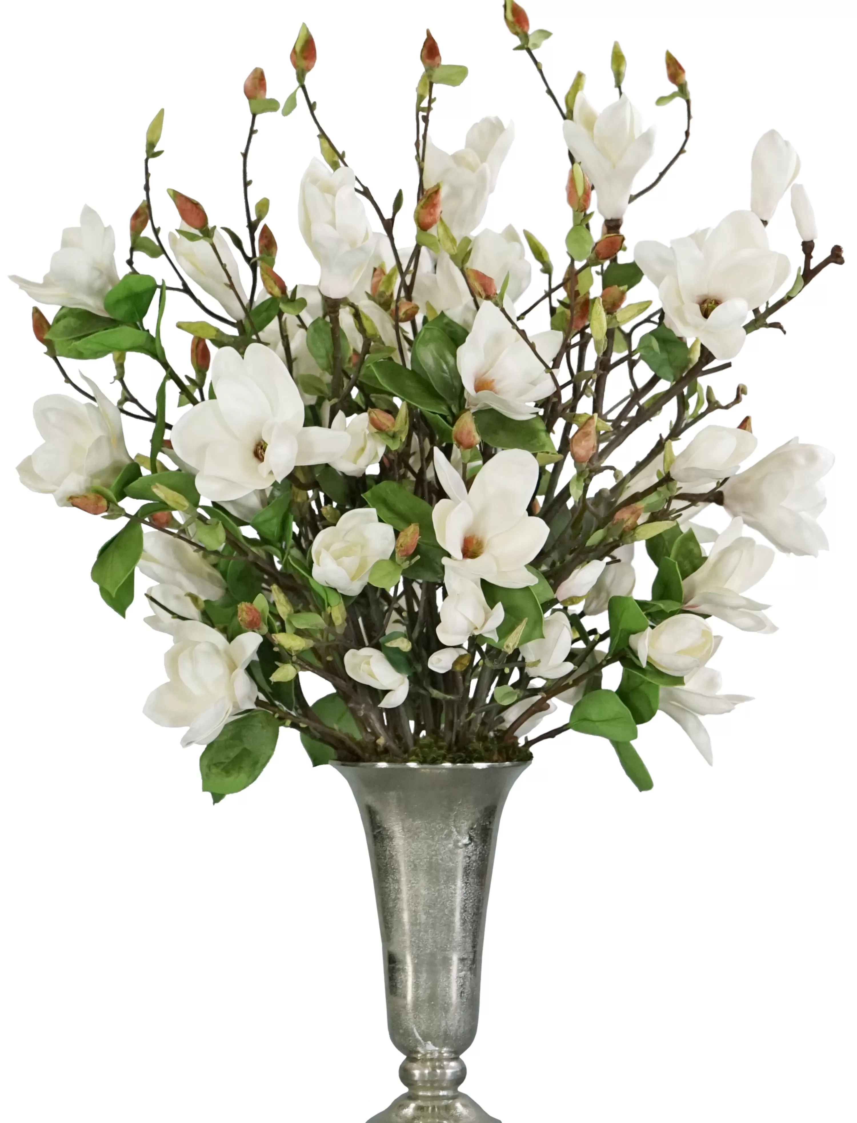 Clearance TREE MAGNOLIA IN SILVER VASE (WHD230-WH) Tabletop