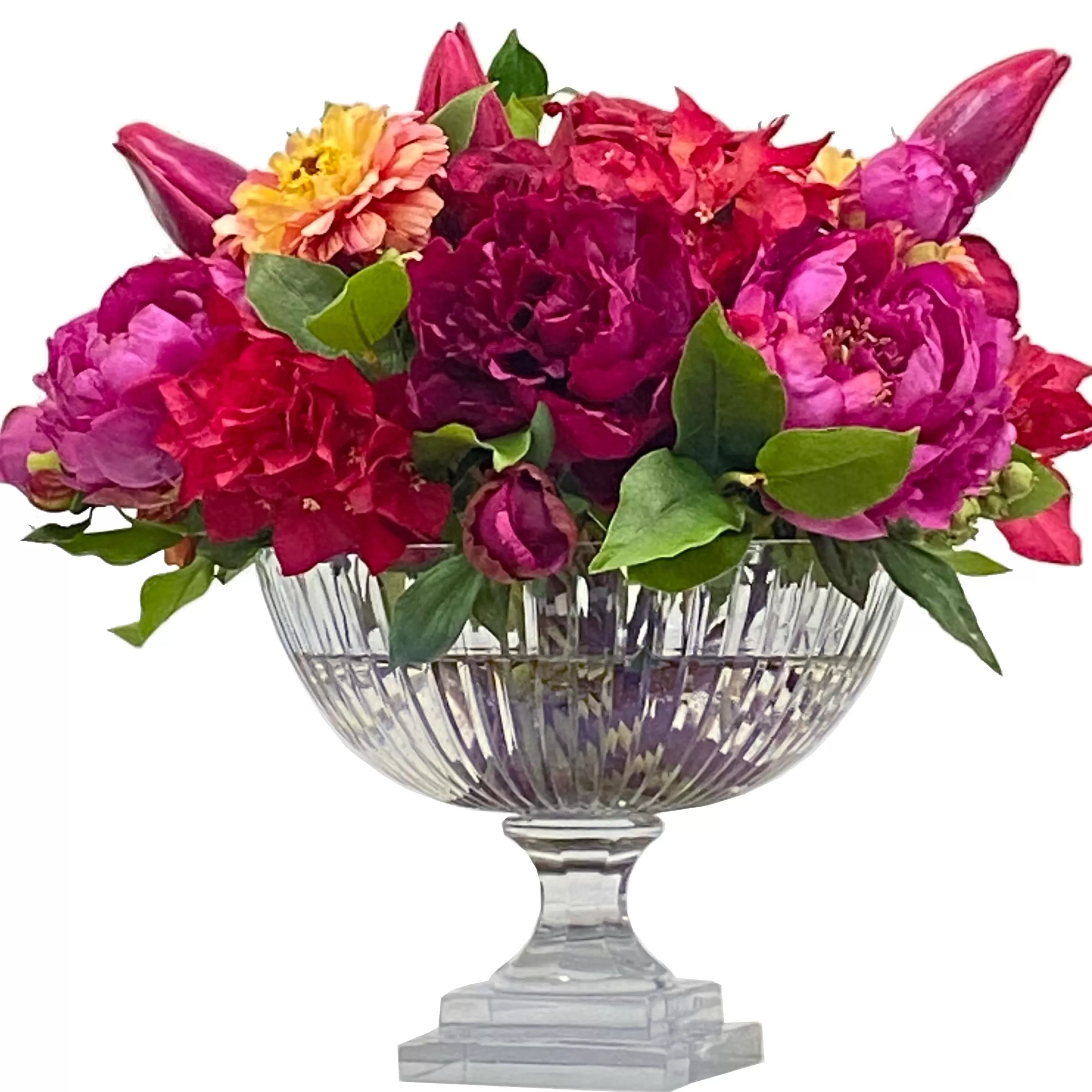 Fashion Tulip & Peony in Cut Glass 15.5" Tabletop