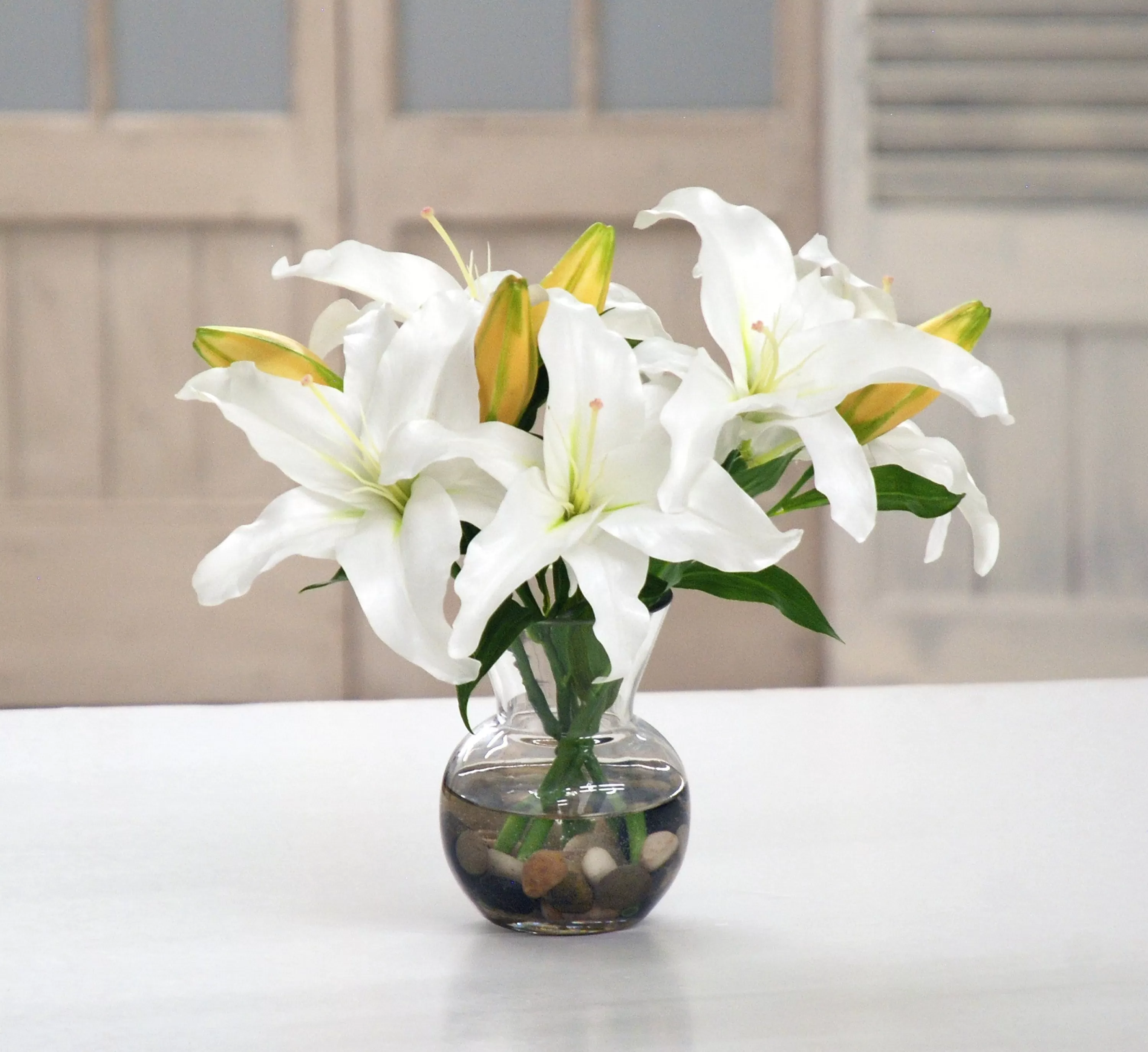 Fashion WHITE LILY CASABLANCA IN VASE (DP743-WW) Vanity